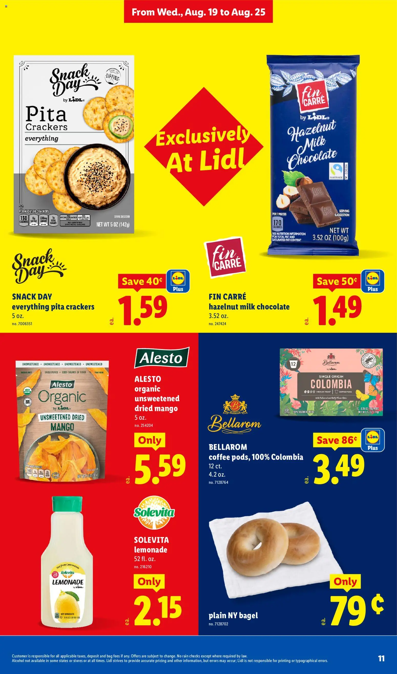 Lidl Weekly Ad - valid from 08/19/2026 | Page: 11 | Products: Milk, Cocoa, Mango, Lemonade