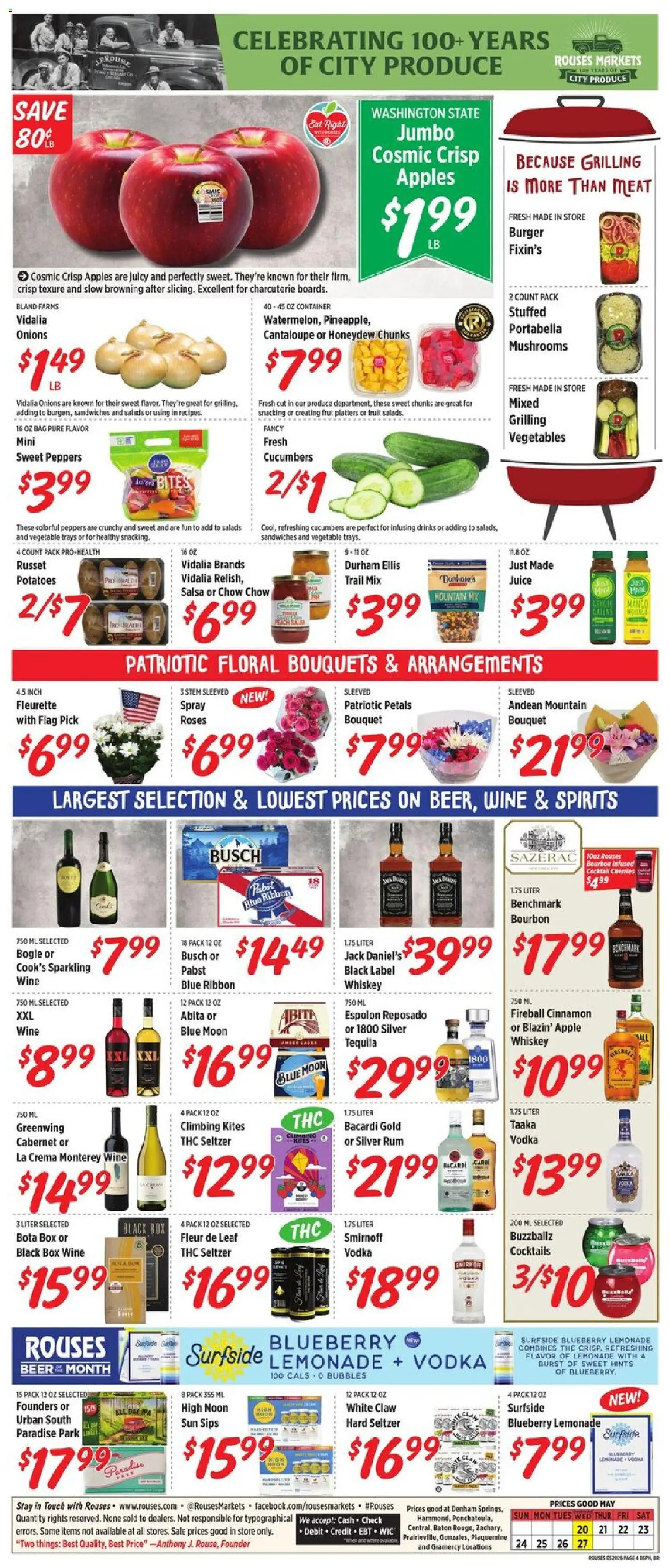 Rouses Weekly Ad - valid from 20.05.2026 | Page: 8 | Products: Box, Wine, Cucumbers, Vegetables