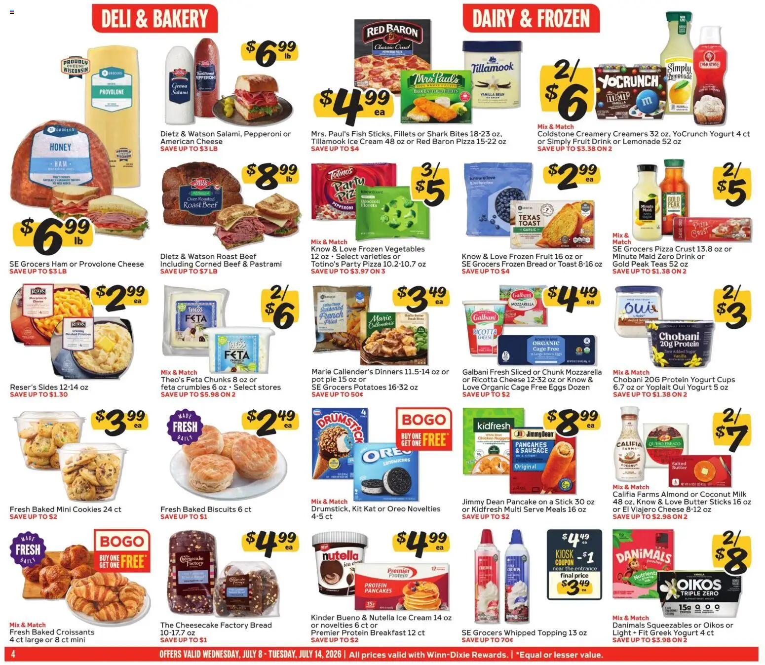 Winn Dixie Weekly Ad - valid from 07/08/2026 | Page: 4 | Products: Broccoli, Beer, Cookies, Sausage