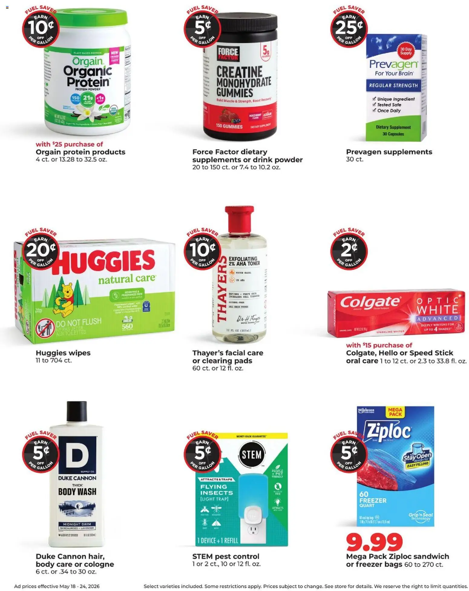 HyVee Weekly Ad - valid from 18.05.2026 | Page: 15 | Products: Safe, Pads, Body Wash, Freezer