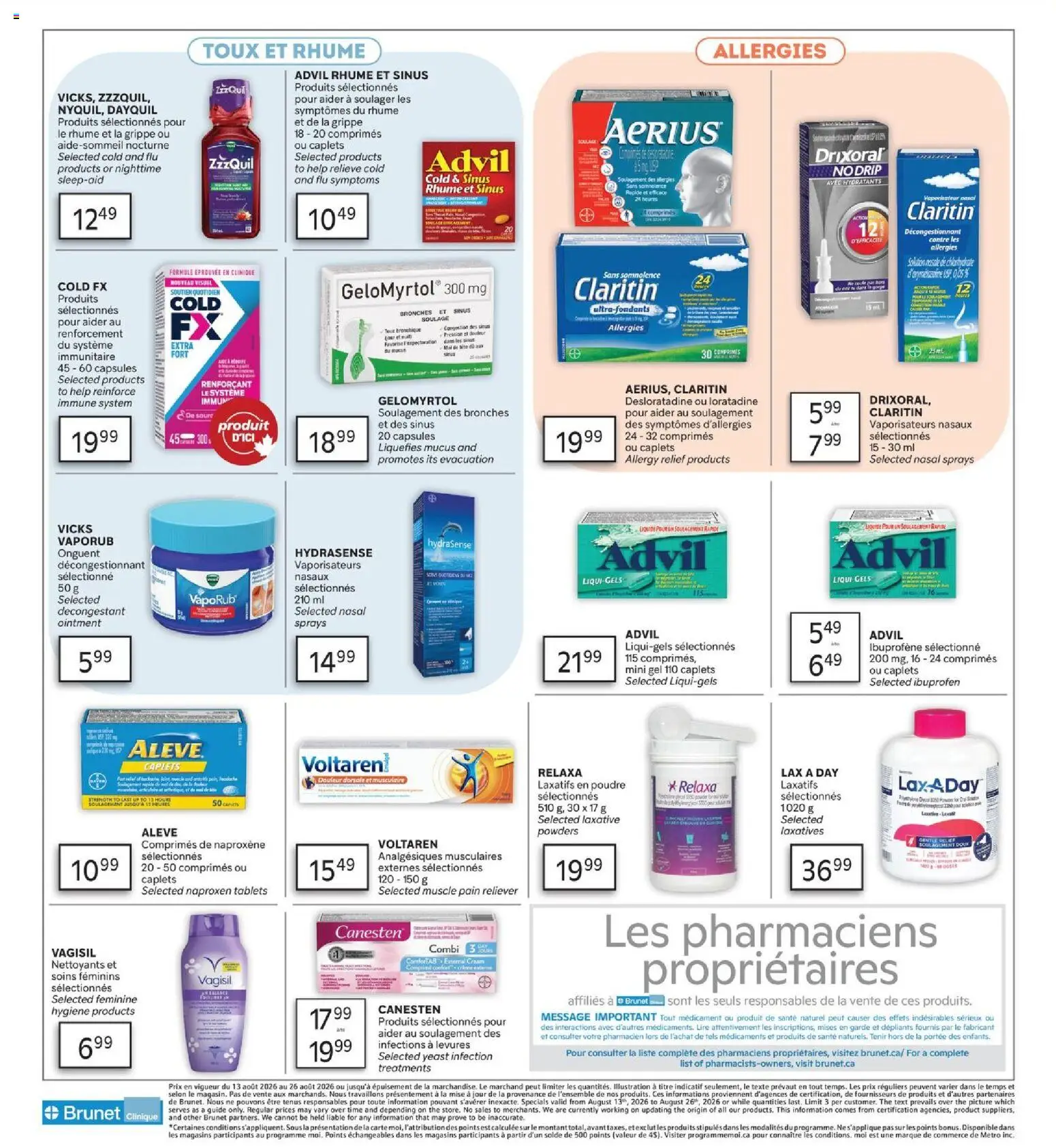 Brunet flyer valid from Aug 13, 2026 | Page: 4 | Products: Cream, Yeast, Capsules