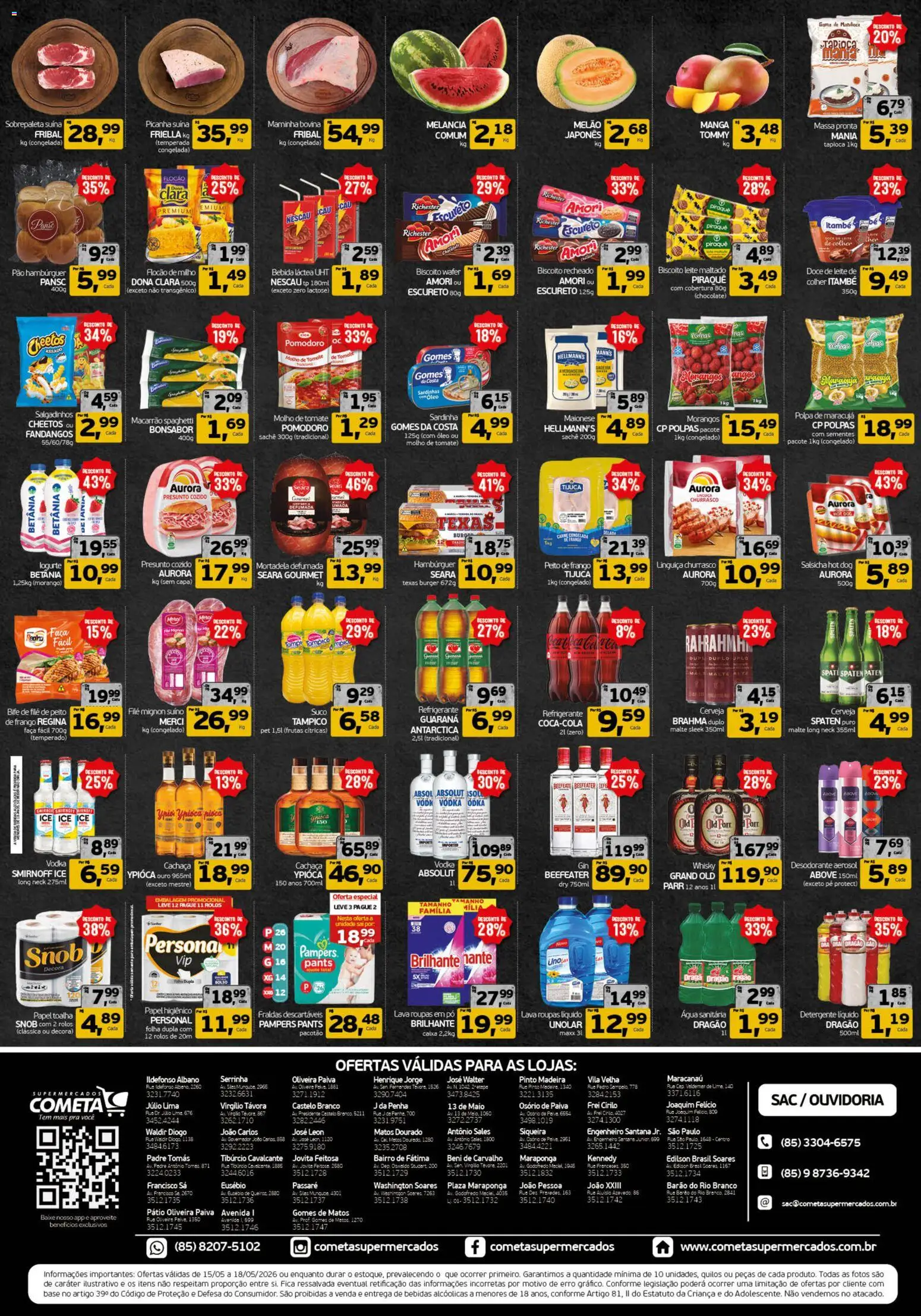 Cometa Supermercados Folheto - válido de 15.05.2026 | Página: 2 | Produtos: Cerveja, Morangos, Biscoito recheado, Papel higiênico