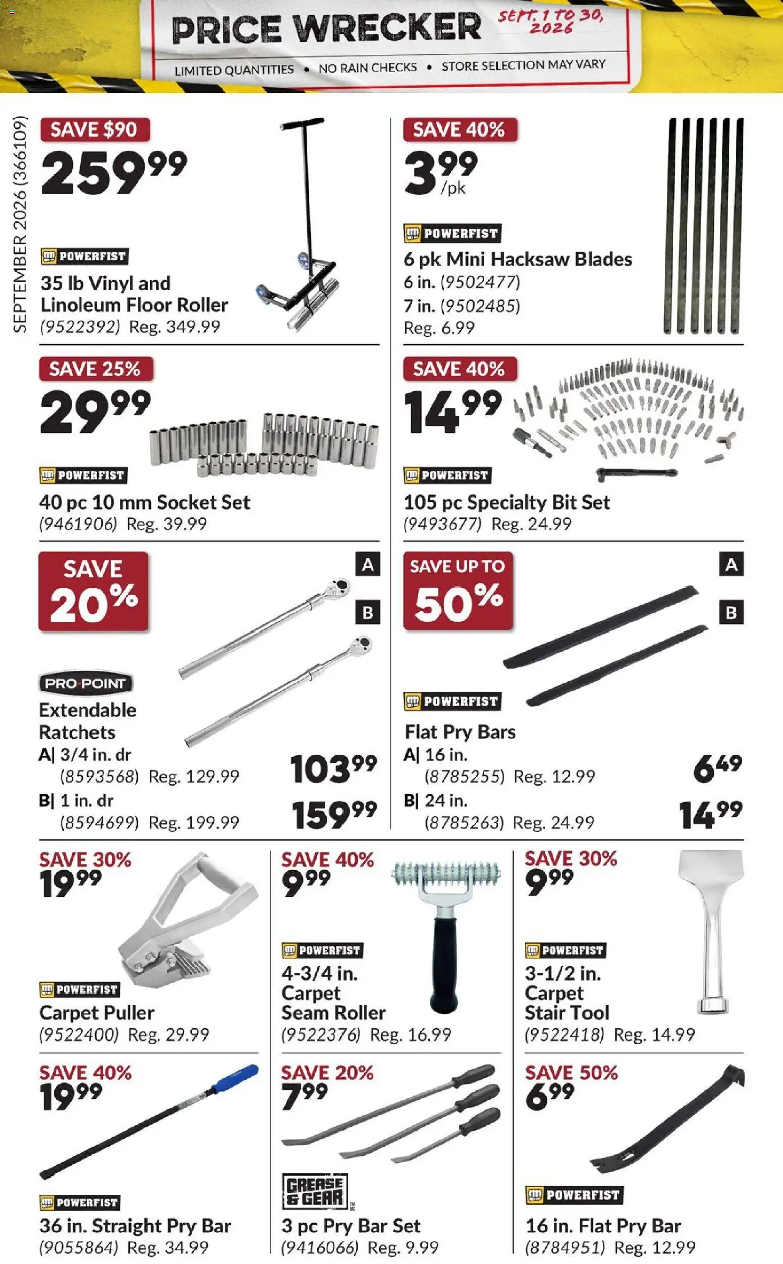 Princess Auto flyer valid from Sep 1, 2026 | Page: 4 | Products: PC, Socket, Carpet