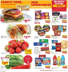 Preview of Family Fare weekly ads valid from 07/12/2026 | Page: 1 | Products: Yogurt, Beef, Strawberries, Ice cream