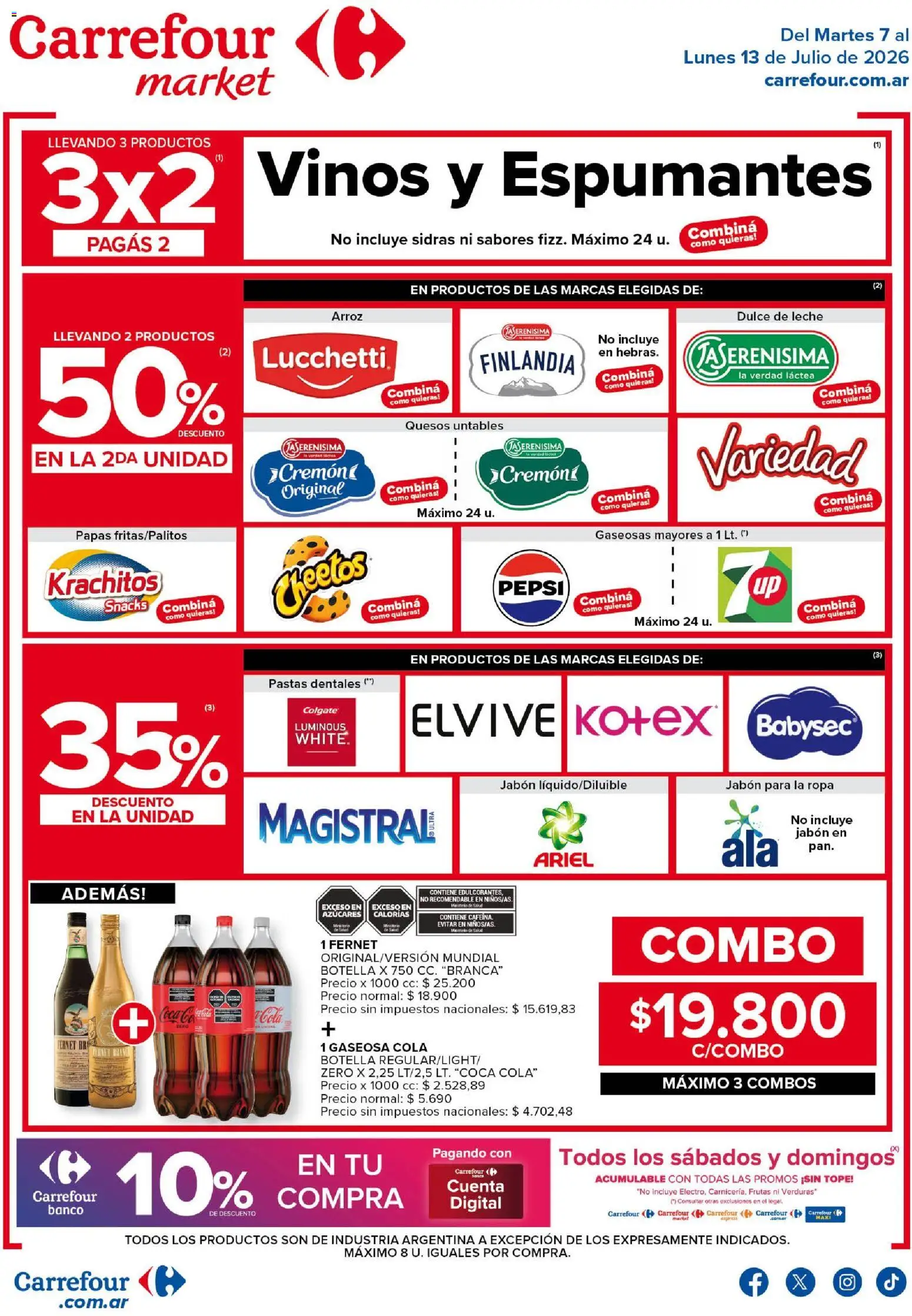 Carrefour Market - Market Paraná Concordia │ válido desde el 07/07/2026 | Página: 2 | Productos: Fernet, Gaseosa, Sal, Ropa