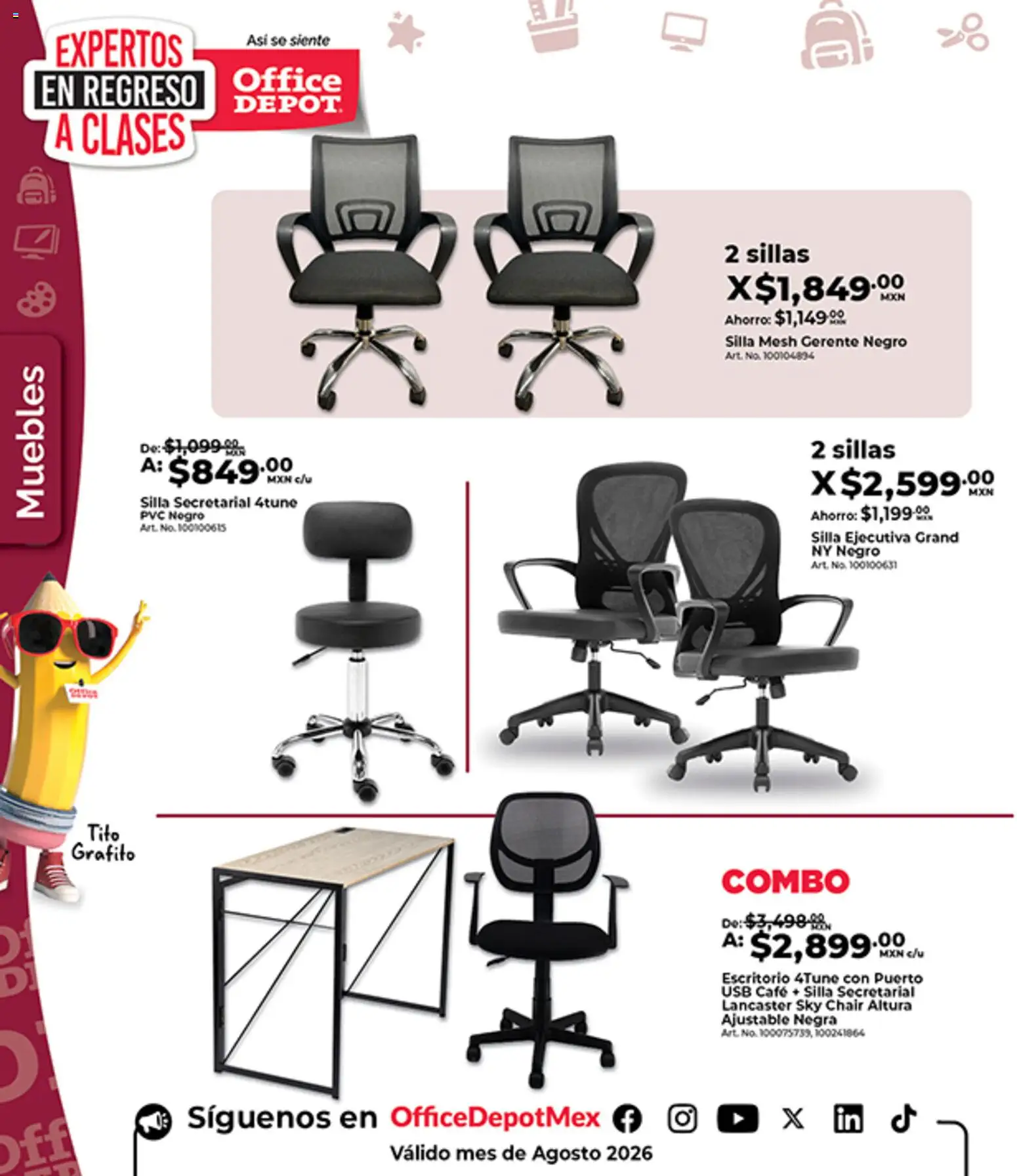 Nuevas ofertas de Office Depot válidas en toda la República Mexicana desde el 01/08/2026. ¡Encuentra las mejores ofertas en Office Depot catálogo! | Página: 25 | Productos: Usb, Silla, Café, Escritorio
