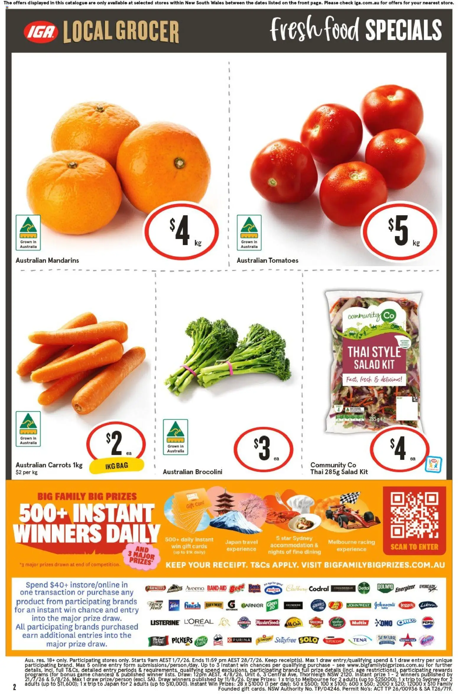 IGA catalogue - valid from 01/07/2026 | Page: 3 | Products: Tomatoes, Carrots, Salad, Game