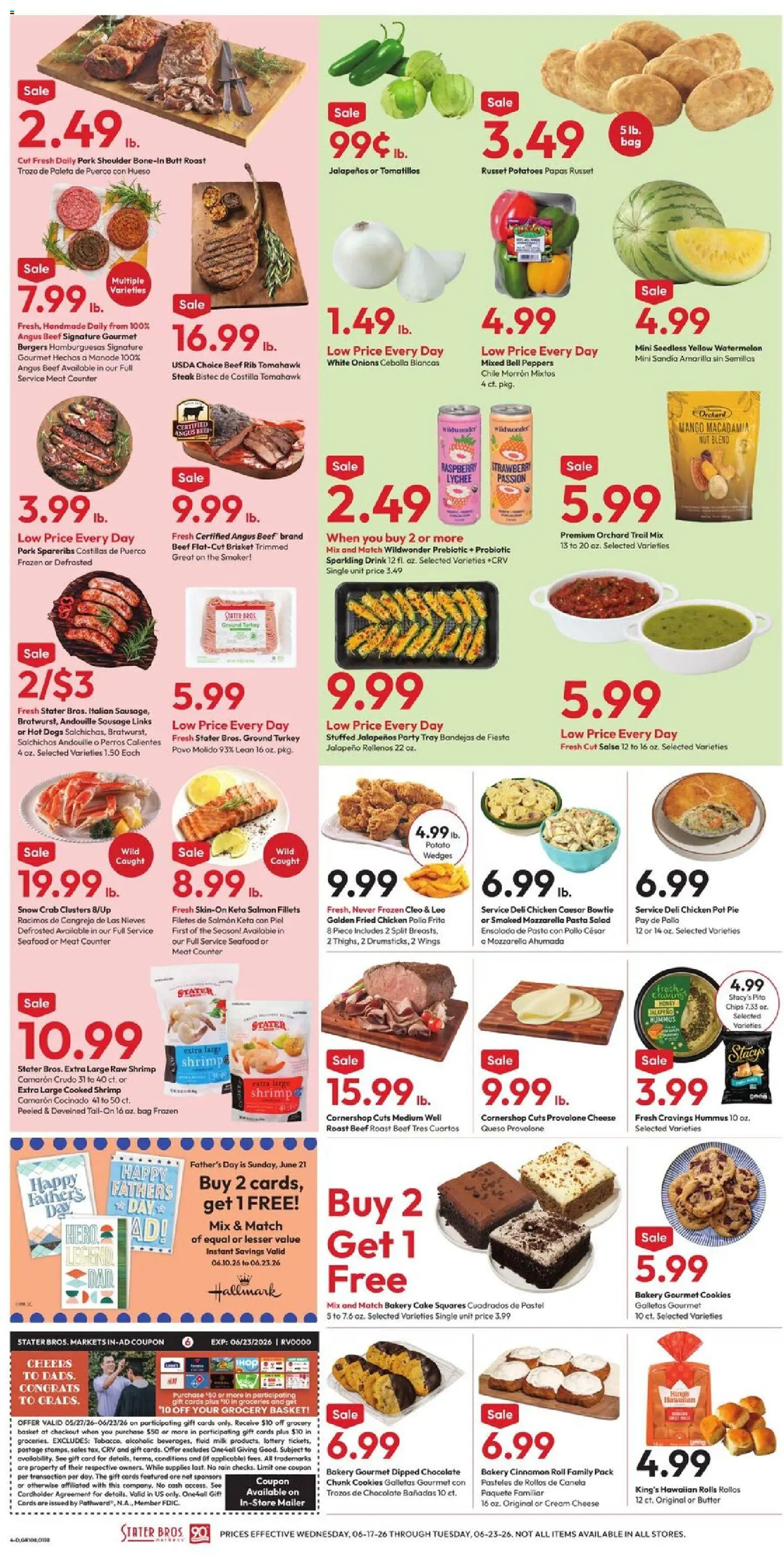 Stater Bros Weekly Ad - valid from 17.06.2026 | Page: 4 | Products: Butter, Cheese, Salad, Seafood