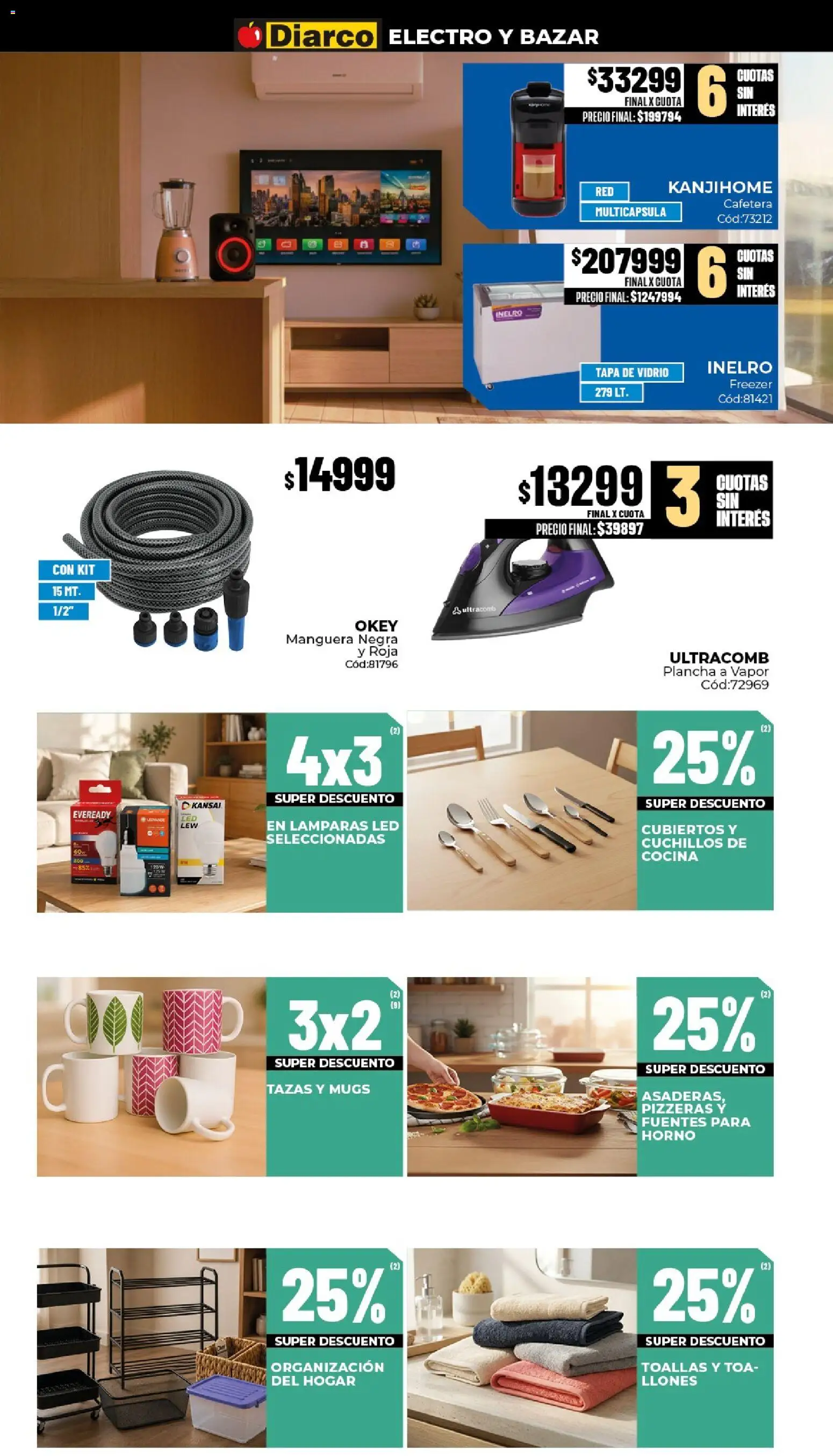 Diarco - Ofertas en Tierra del Fuego │ válido desde el 14/09/2026 | Página: 9 | Productos: Cocina, Cafetera, Toallas, Freezer