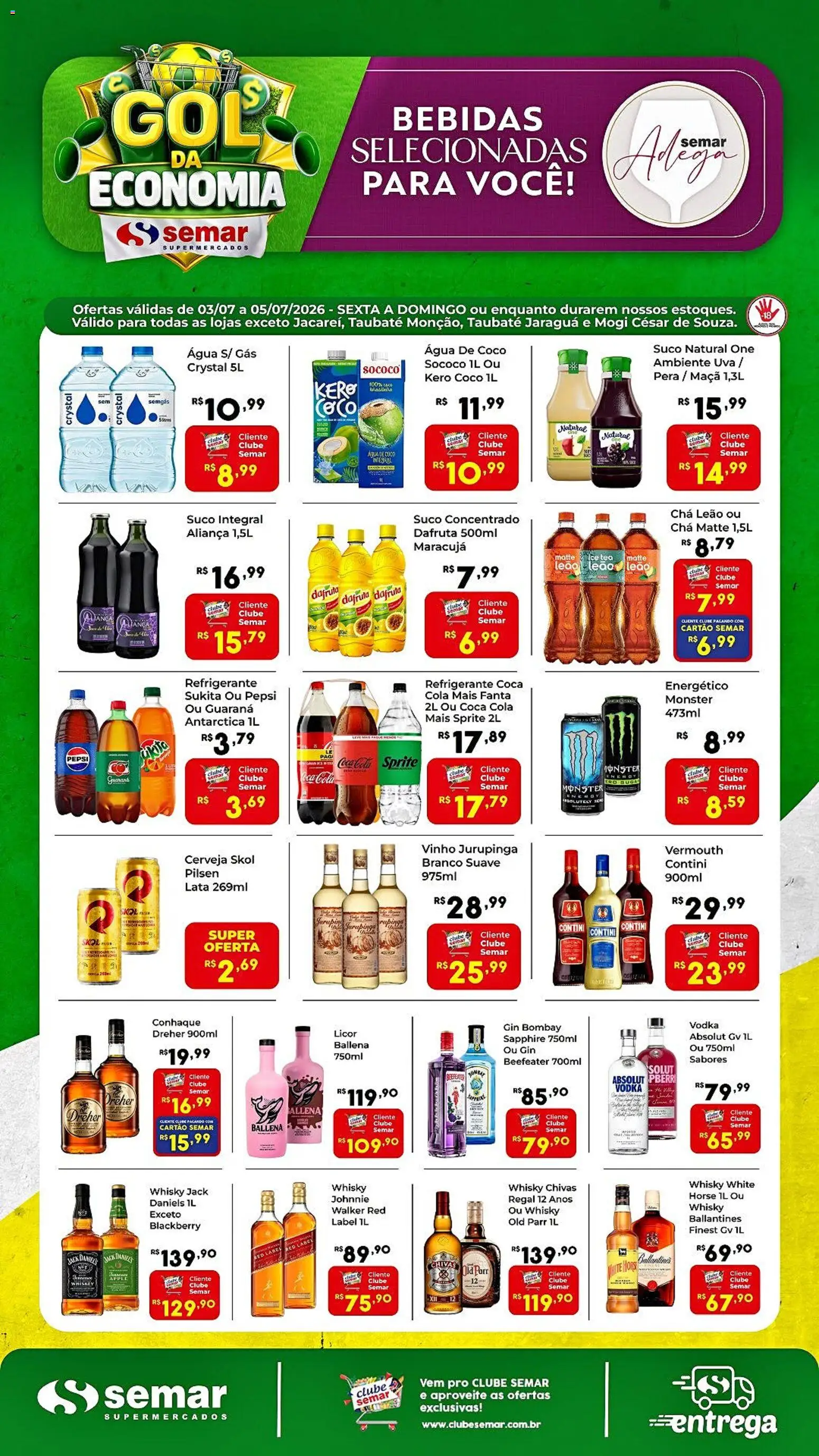Semar Supermercado Folheto - válido de 03/07/2026 | Página: 1 | Produtos: Vinho, Cerveja, Chá, Gin
