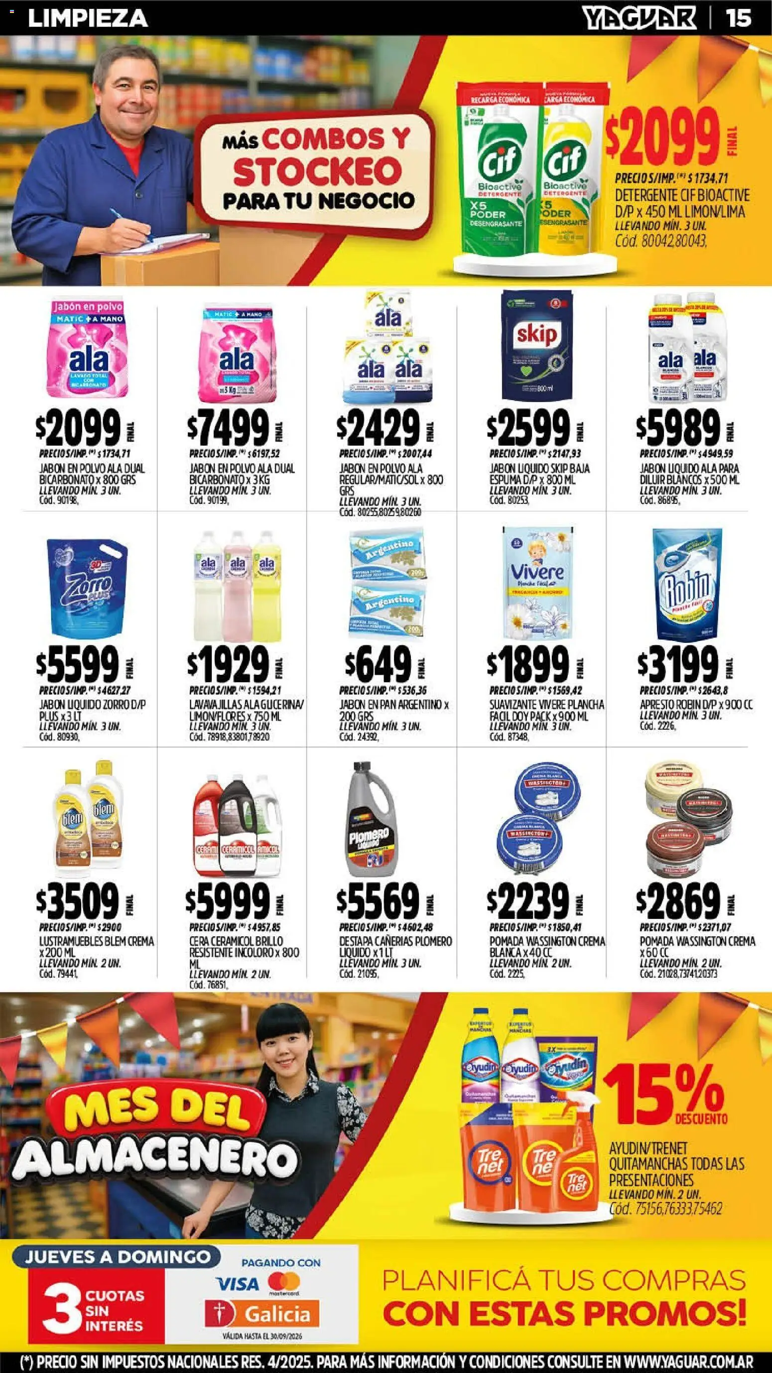 Yaguar - Oferta Semanal Mar del Plata │ válido desde el 07/09/2026 | Página: 15 | Productos: Pomada, Polvo, Jabón líquido, Crema
