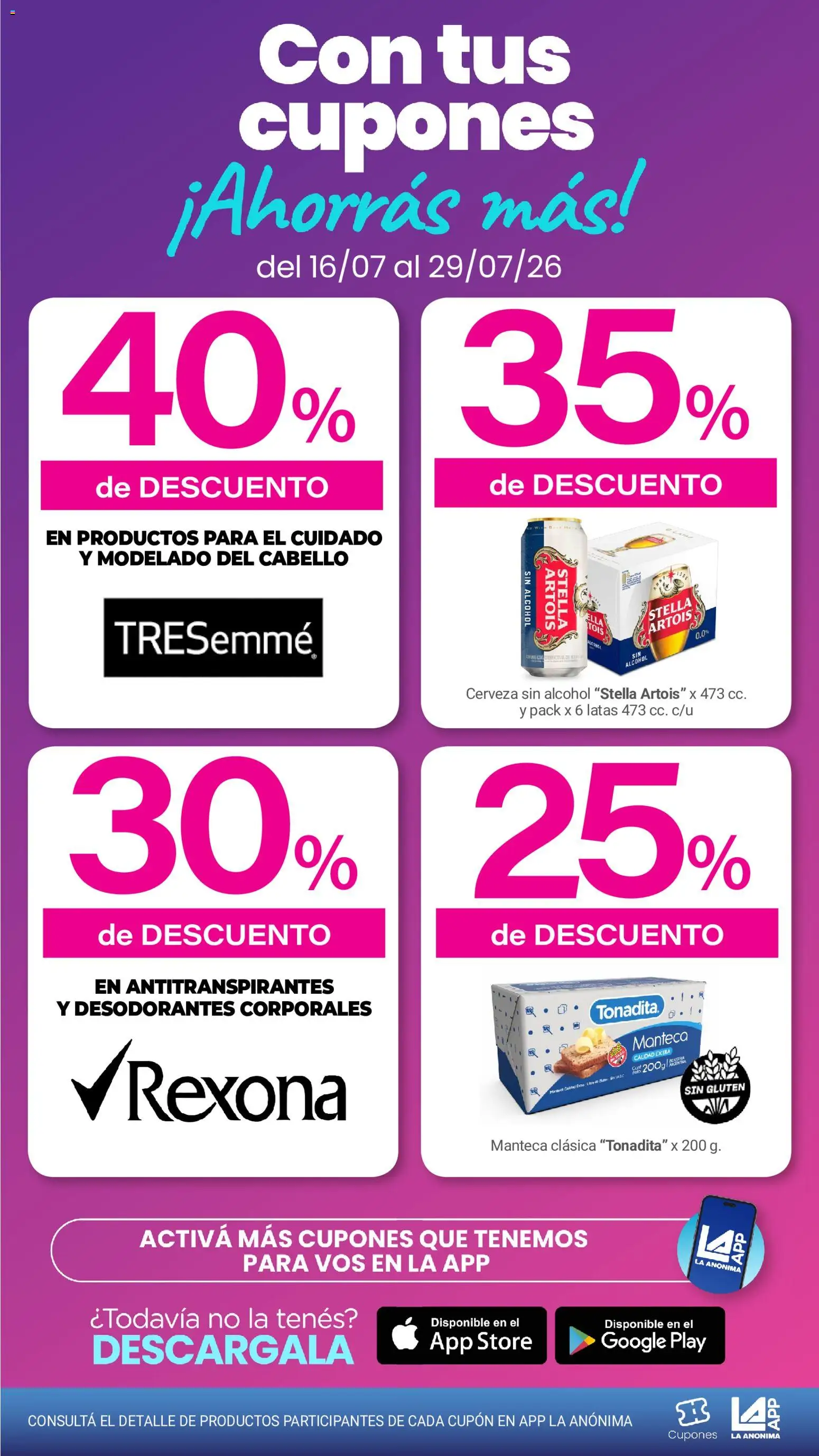 La Anonima catálogo │ válido desde el 16/07/2026 | Página: 2 | Productos: Manteca, Cerveza