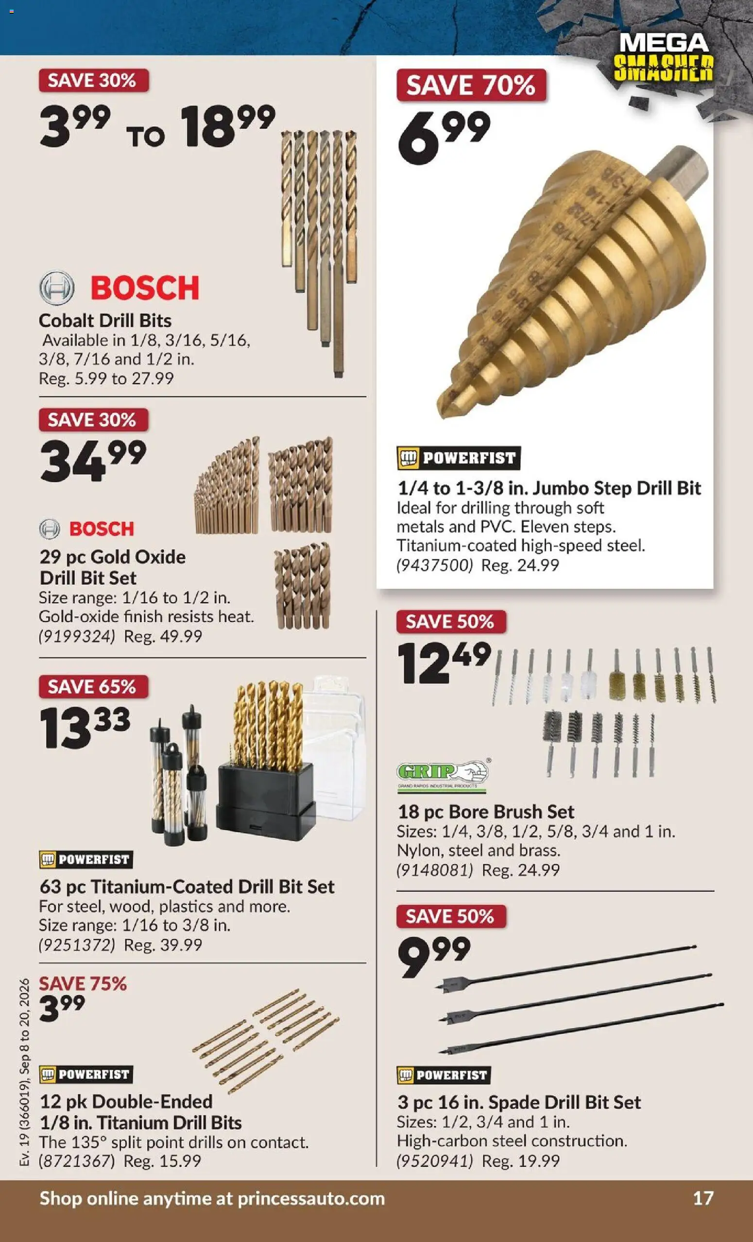 Princess Auto flyer valid from Sep 8, 2026 | Page: 20 | Products: PC, Brush