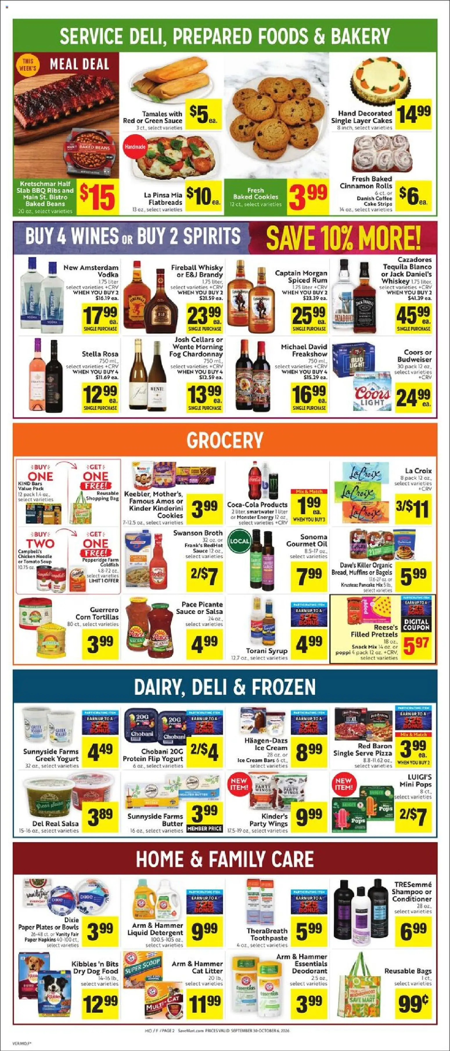 Save Mart Weekly Ad - valid from 09/30/2026 | Page: 2 | Products: Coffee, Vodka, Muffins, Rum
