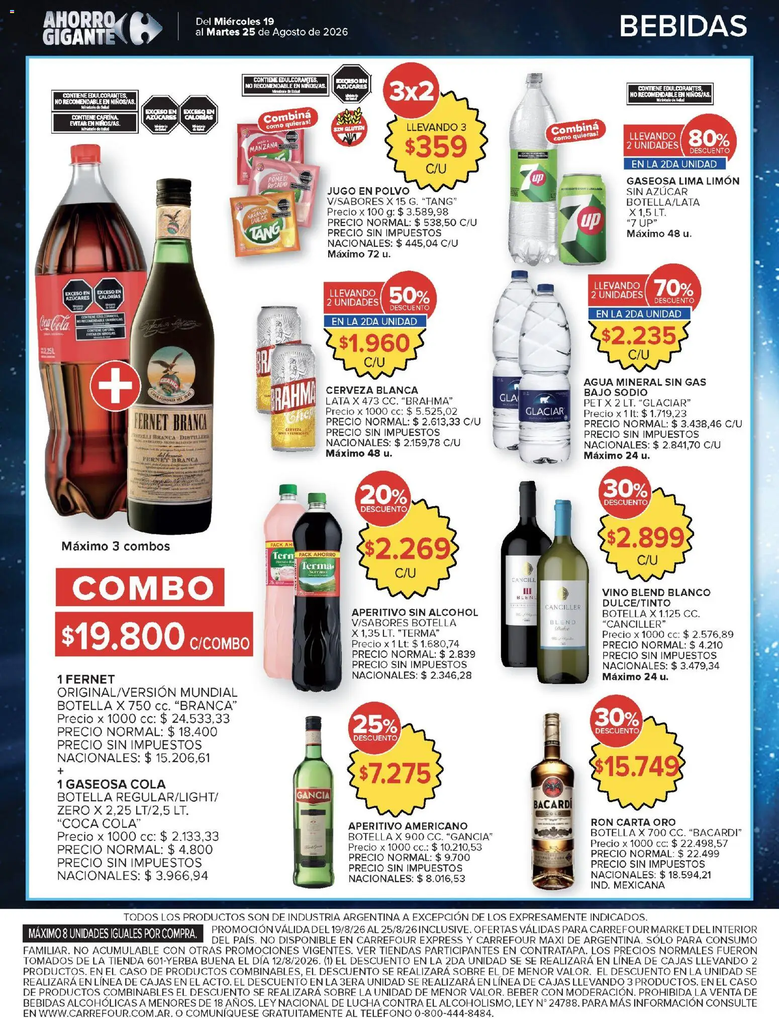 Carrefour ofertas │ válido desde el 19/08/2026 | Página: 44 | Productos: Botella, Azucar, Vino, Alcohol