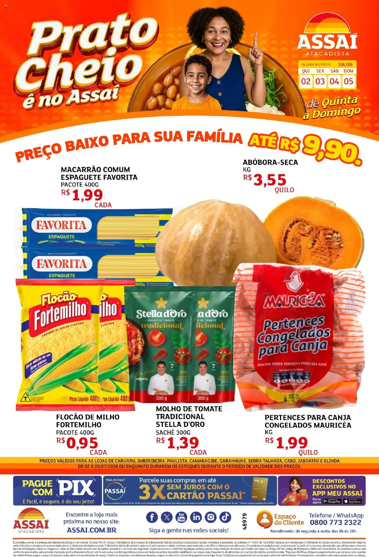 Assaí Atacadista Folheto - válido de 02/07/2026 | Página: 1 | Produtos: Pneus, Macarrão, Baixo, Telefone