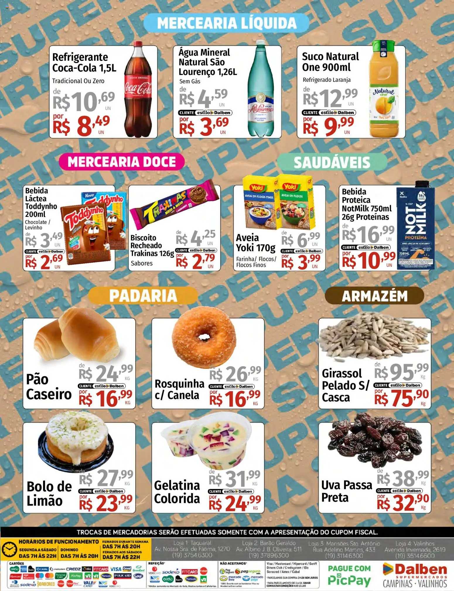 Supermercado Dalben Folheto - válido de 11.05.2026 | Página: 4 | Produtos: Chocolate, Bolo, Canela, Gelatina