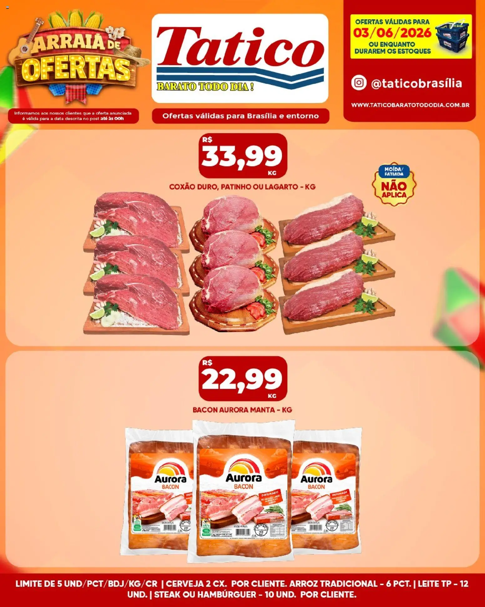 Tatico Folheto - válido de 04.06.2026 | Página: 47 | Produtos: Leite, Cerveja, Arroz, Hambúrguer