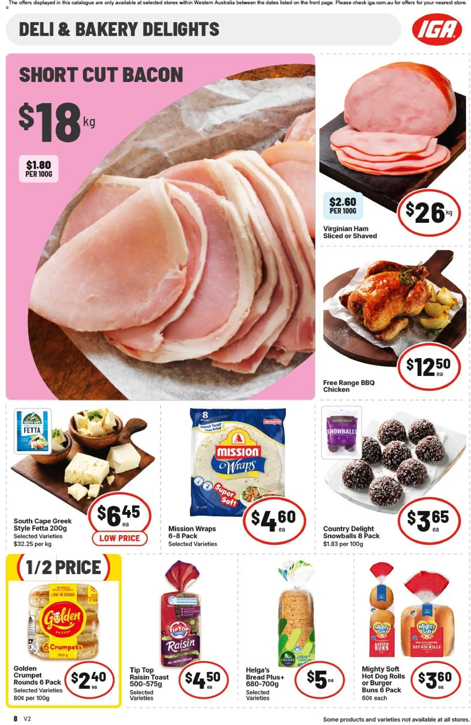 IGA catalogue - valid from 03.06.2026 | Page: 8 | Products: Bacon, Ham, Chicken, Bakery