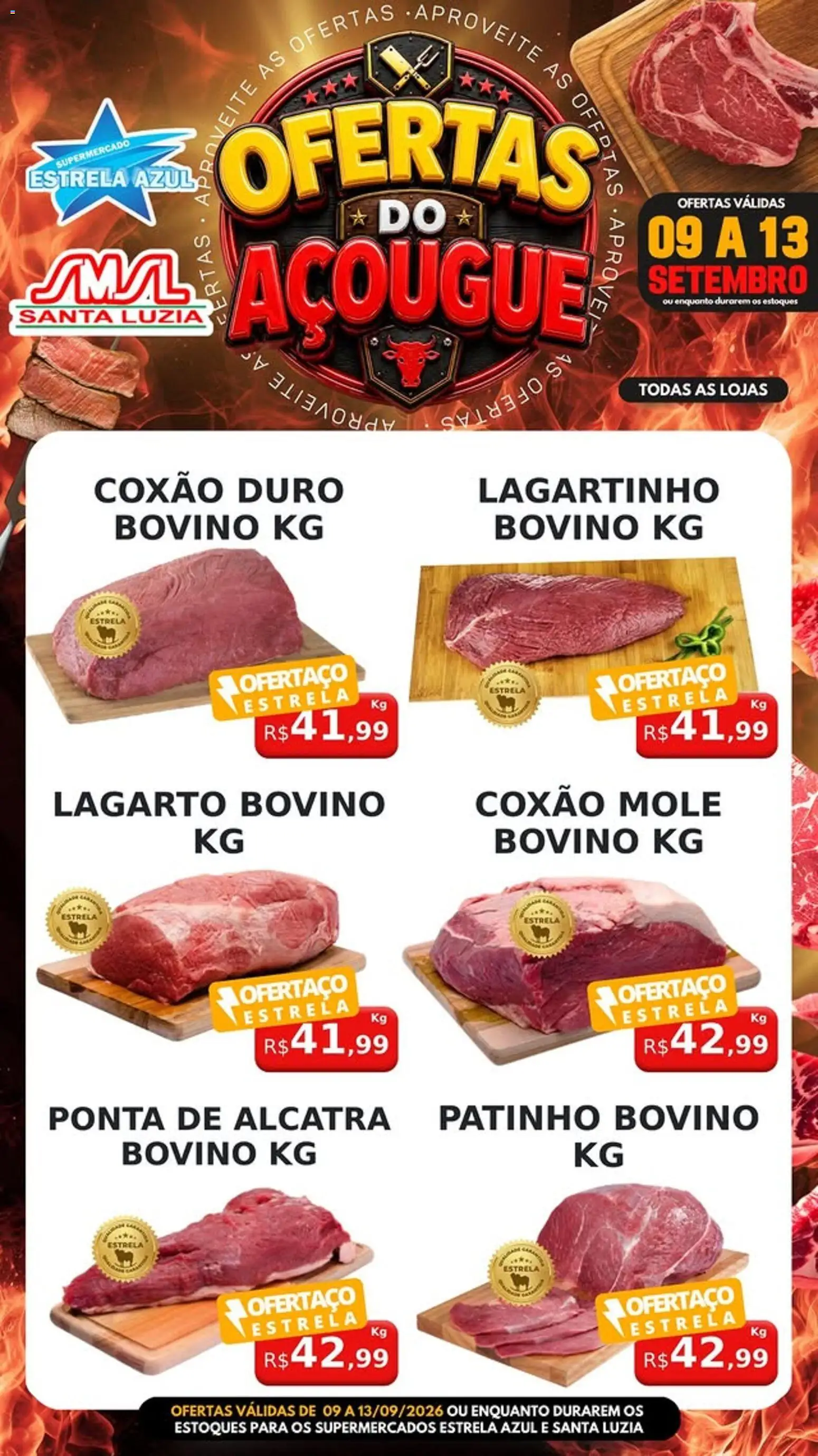 Estrela Azul Folheto - válido de 09/09/2026 | Página: 2 | Produtos: Coxão mole, Ponta de alcatra, Coxão duro, Alcatra