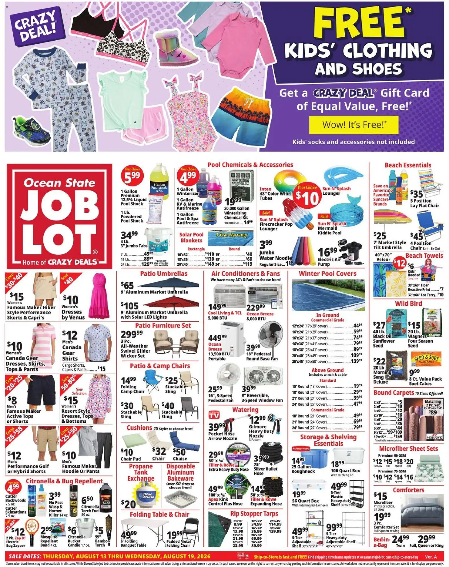 Ocean State Job Lot Weekly Ad - MA - valid from 08/13/2026 | Page: 1 | Products: Box, Sheet, Cutter, Fan