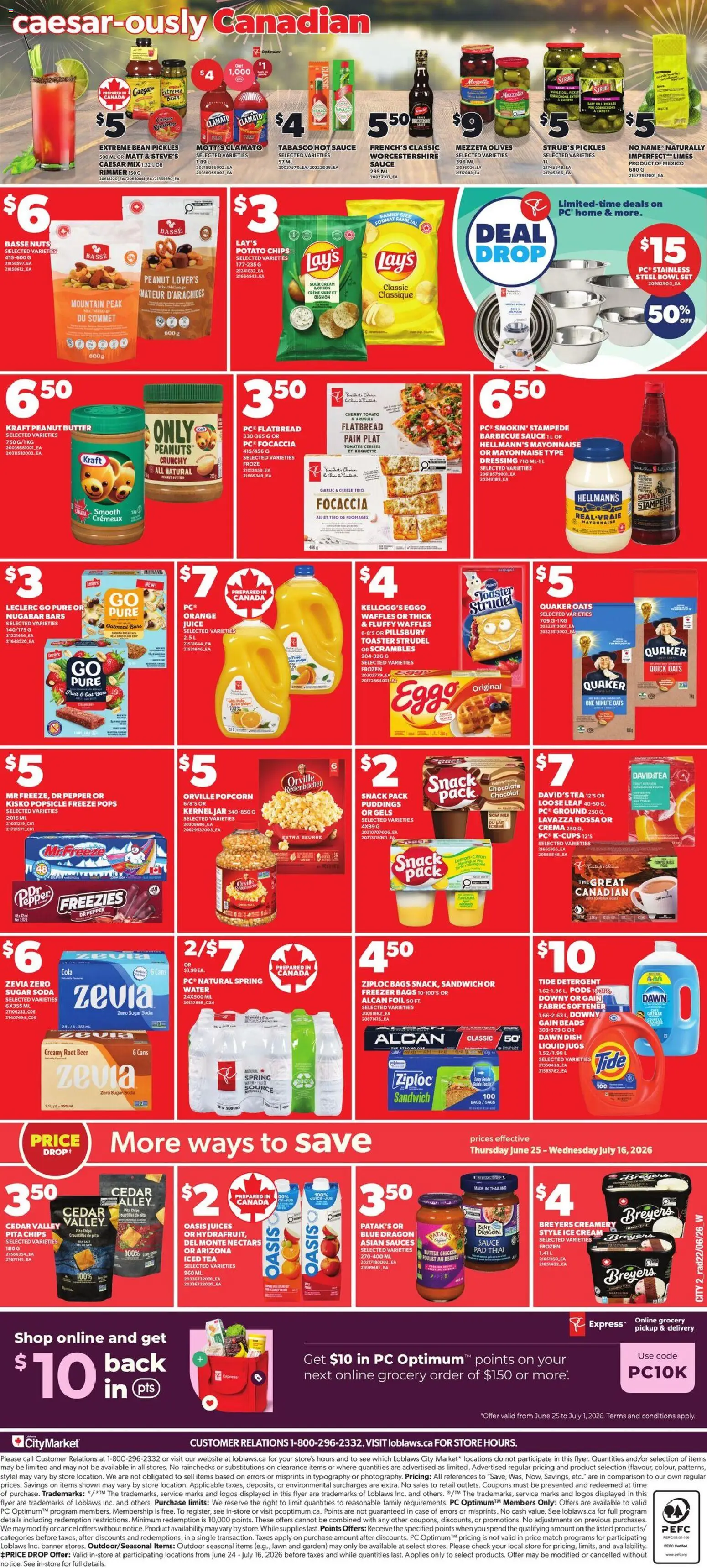 Loblaws flyer valid from Jun 25, 2026 | Page: 3 | Products: Cream, Freezer, Fabric softener, Butter