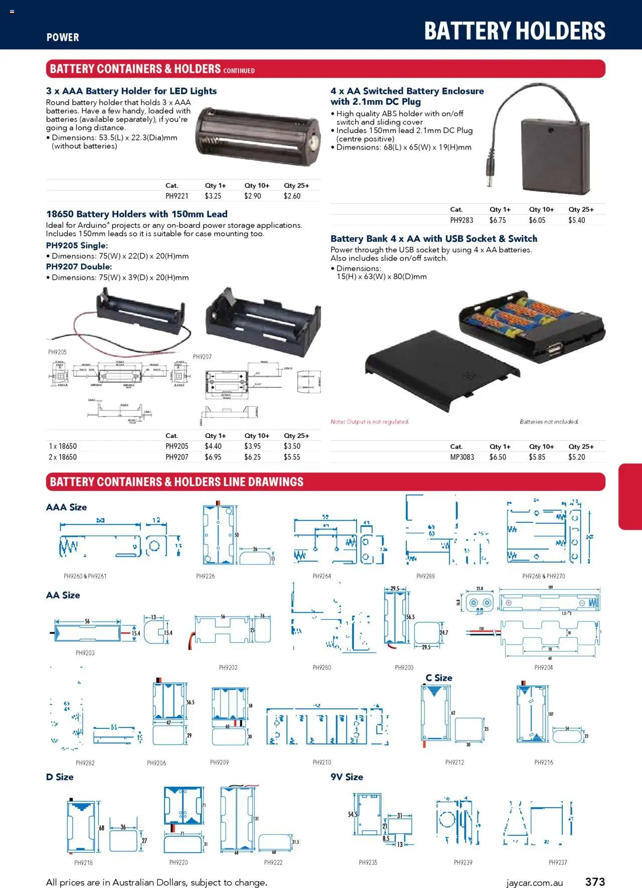Jaycar catalogue - valid from 09/07/2025 | Page: 373 | Products: Socket, Battery, AAA battery, Usb