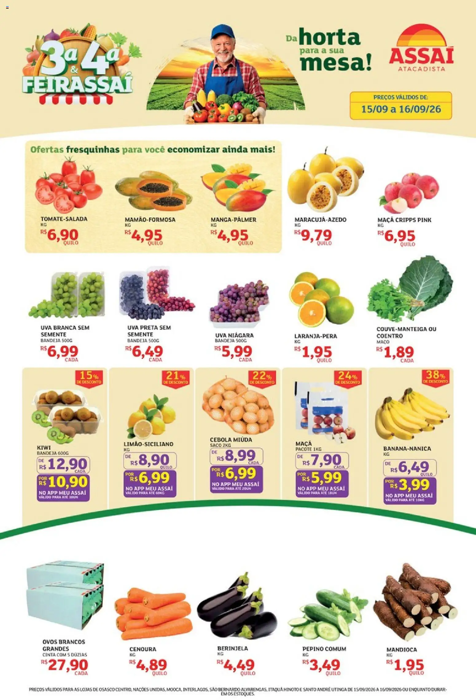 Assaí Atacadista Folheto - válido de 15/09/2026 | Página: 1 | Produtos: Berinjela, Cebola, Ovos, Bandeja