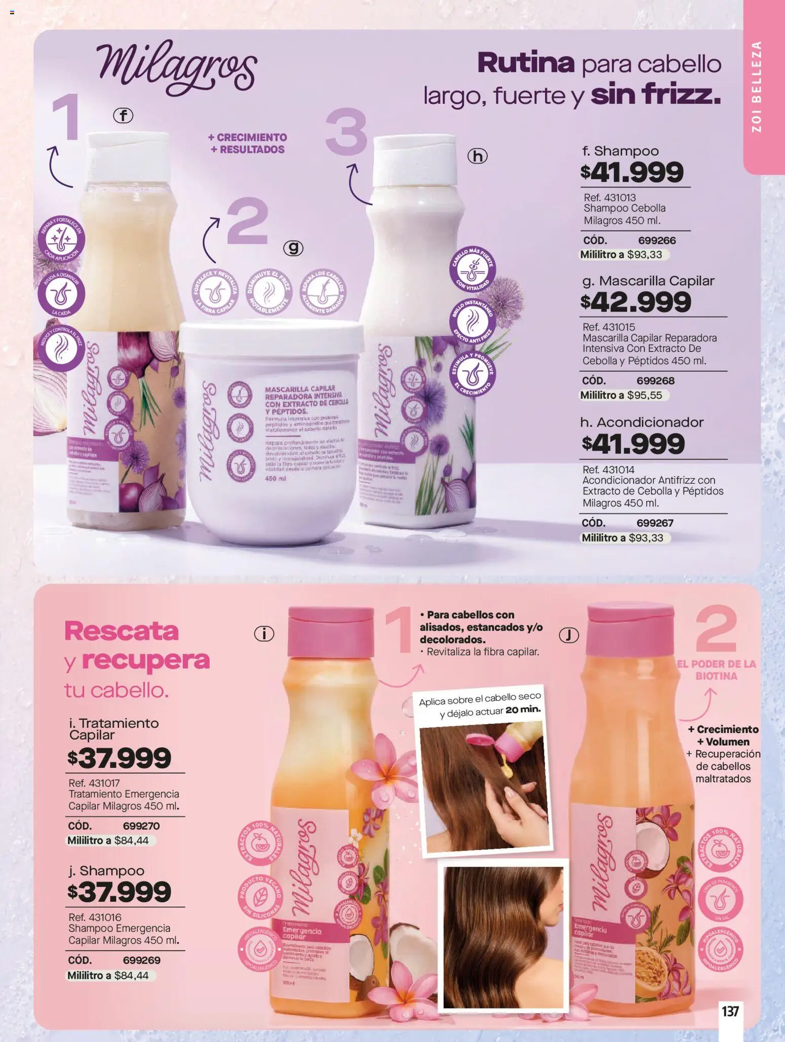 Carmel revista - valida desde el 01/07/2026 | Página: 137 | Productos: Brillo, Sobre, Mascarilla capilar, Cebolla