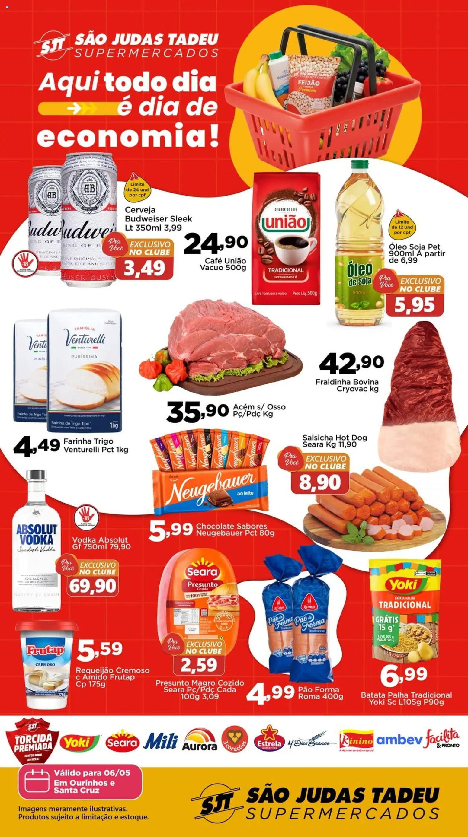 São Judas Tadeu Folheto - válido de 06.05.2026 | Página: 1 | Produtos: Salsicha, Leite, Neugebauer, Presunto