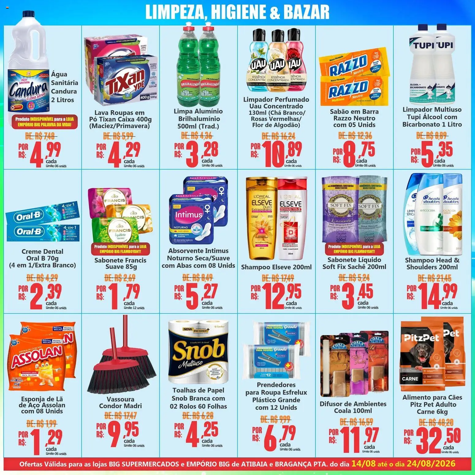 Big Supermercados Folheto - válido de 14/08/2026 | Página: 6 | Produtos: Head & Shoulders, Carne, Roupas, Algodão
