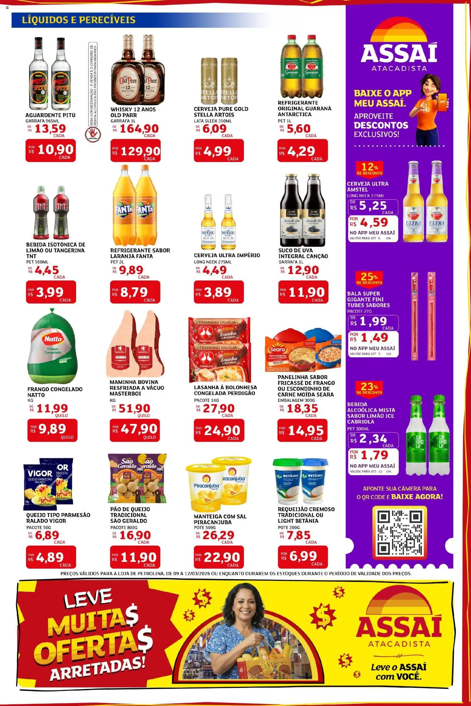 Assaí Atacadista Folheto - válido de 09.03.2026 | Página: 3 | Produtos: Pão, Suco, Carne, Bebida
