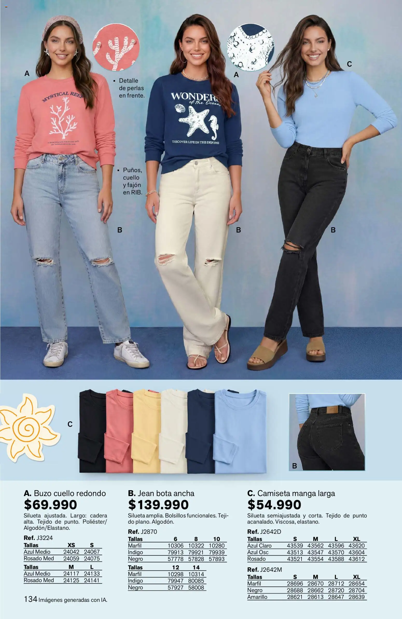 Leonisa revista - valida desde el 11/09/2026 | Página: 134 | Productos: Bolsillos, Jean, Camiseta, Cuello