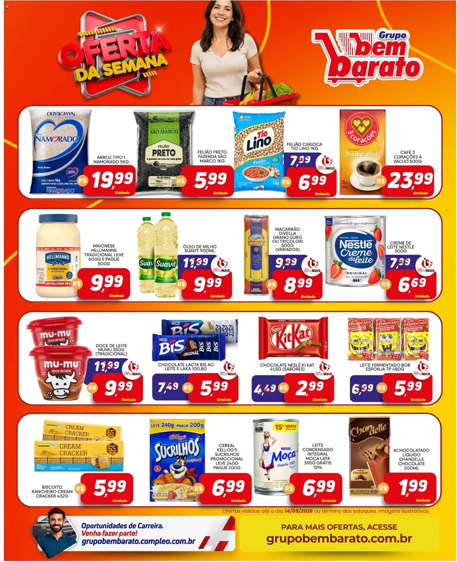 Supermercado Bem Barato Folheto - válido de 08/09/2026 | Página: 3 | Produtos: Achocolatado, Café, Macarrão, Doce de leite