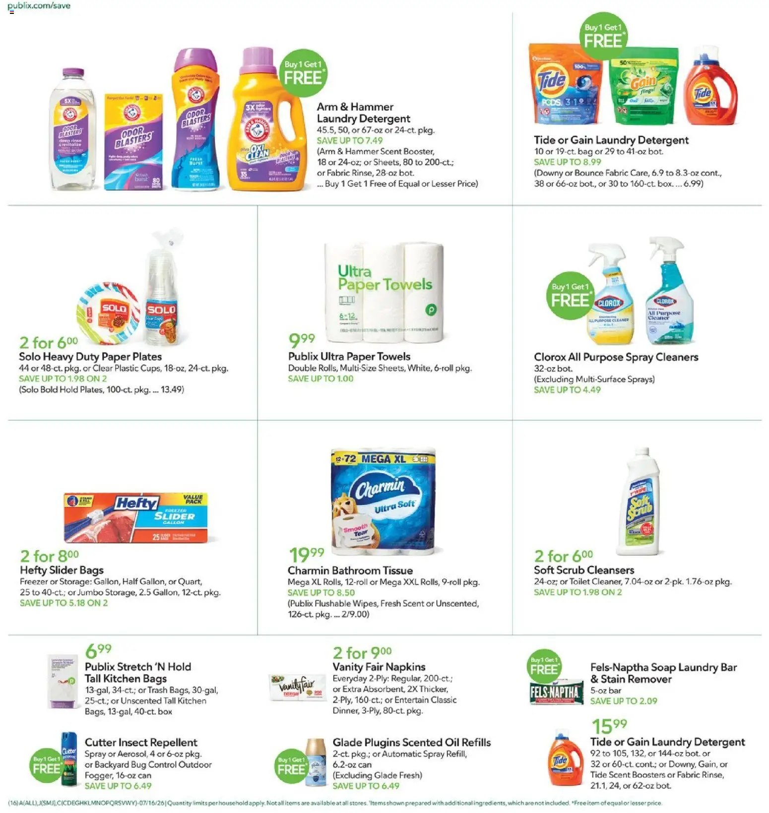 Publix Weekly Ad - valid from 07/15/2026 | Page: 16 | Products: Box, Oil, Detergent, Cutter