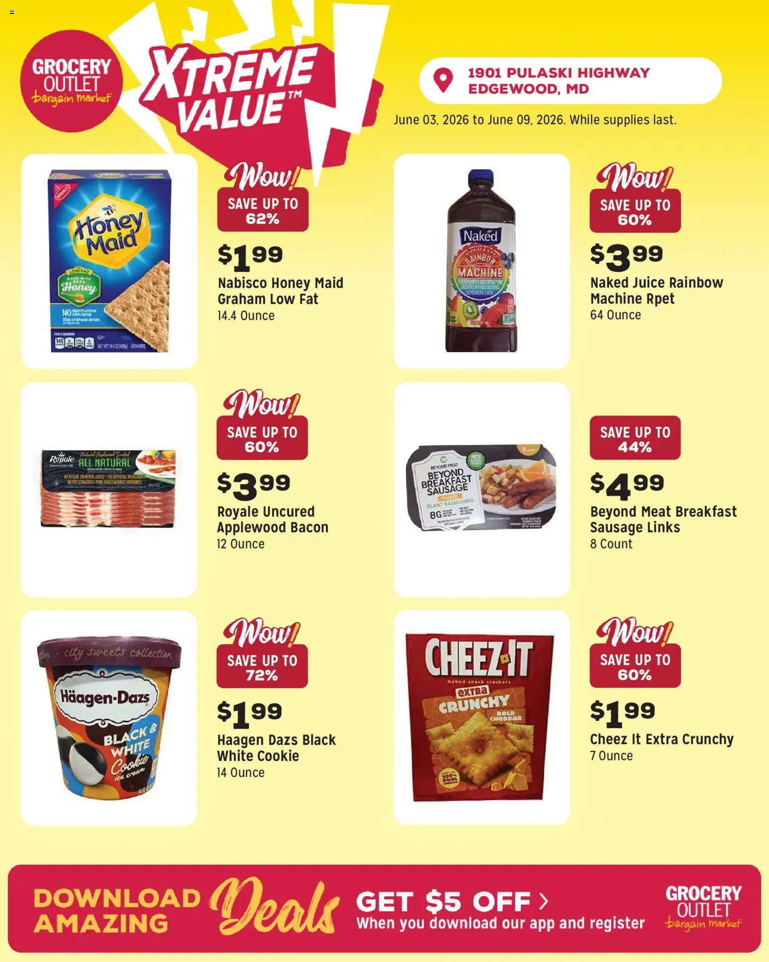 Grocery Outlet Weekly Ad - MD - valid from 03.06.2026 | Page: 5 | Products: Juice, Sausage
