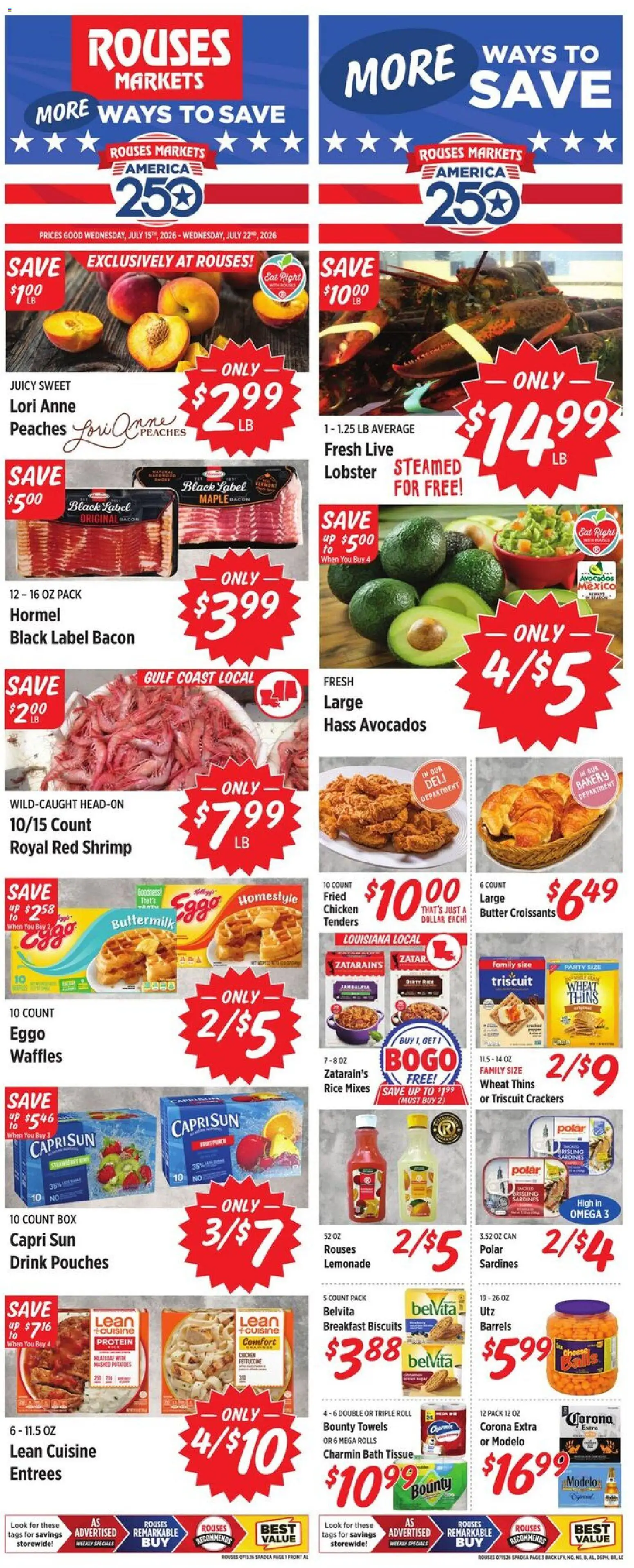 Rouses Weekly Ad - valid from 07/15/2026 | Page: 2 | Products: Peaches, Box, Rice, Croissants