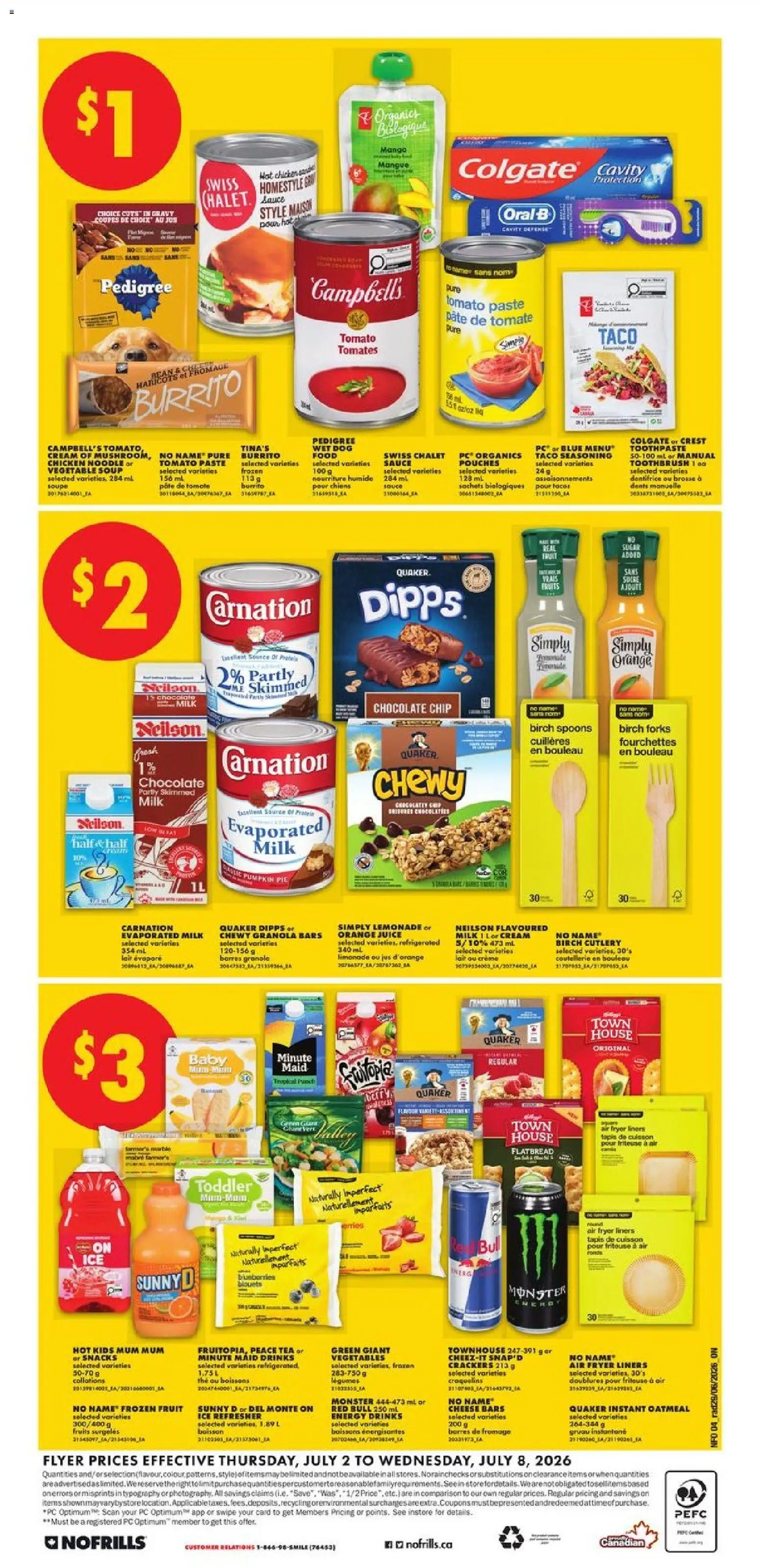 No Frills flyer valid from Jul 2, 2026 | Page: 4 | Products: Fryer, Cheese, Chocolate, Juice