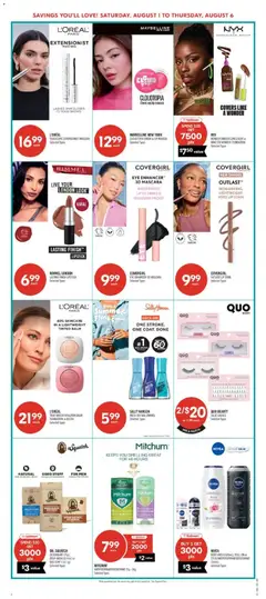 Preview of Shoppers weekly flyer / circulaire from shop Shoppers valid from Jul 31, 2026 | Page: 11 | Products: Blush, Mascara, Lipstick, Deodorant