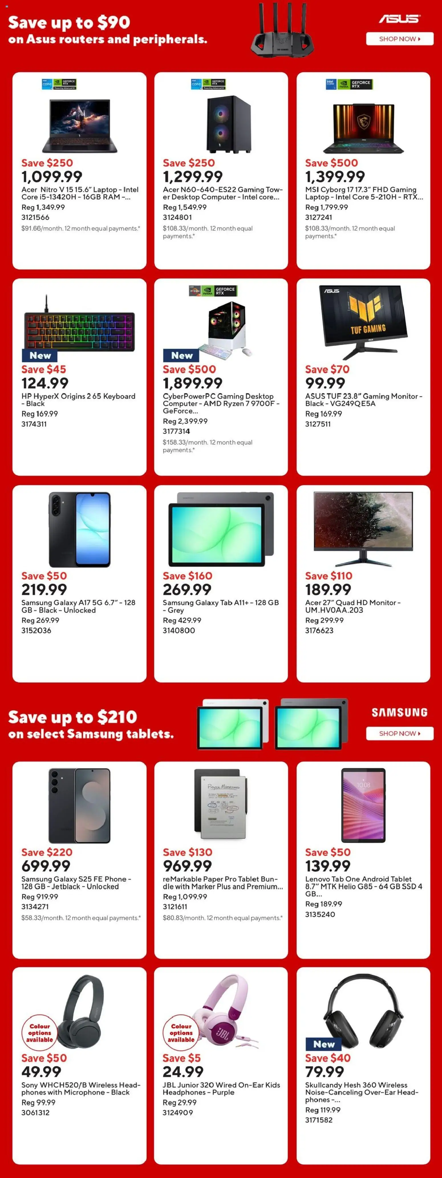 Staples flyer valid from Aug 28, 2026 | Page: 13 | Products: Tablet, Computer, Headphones, Laptop