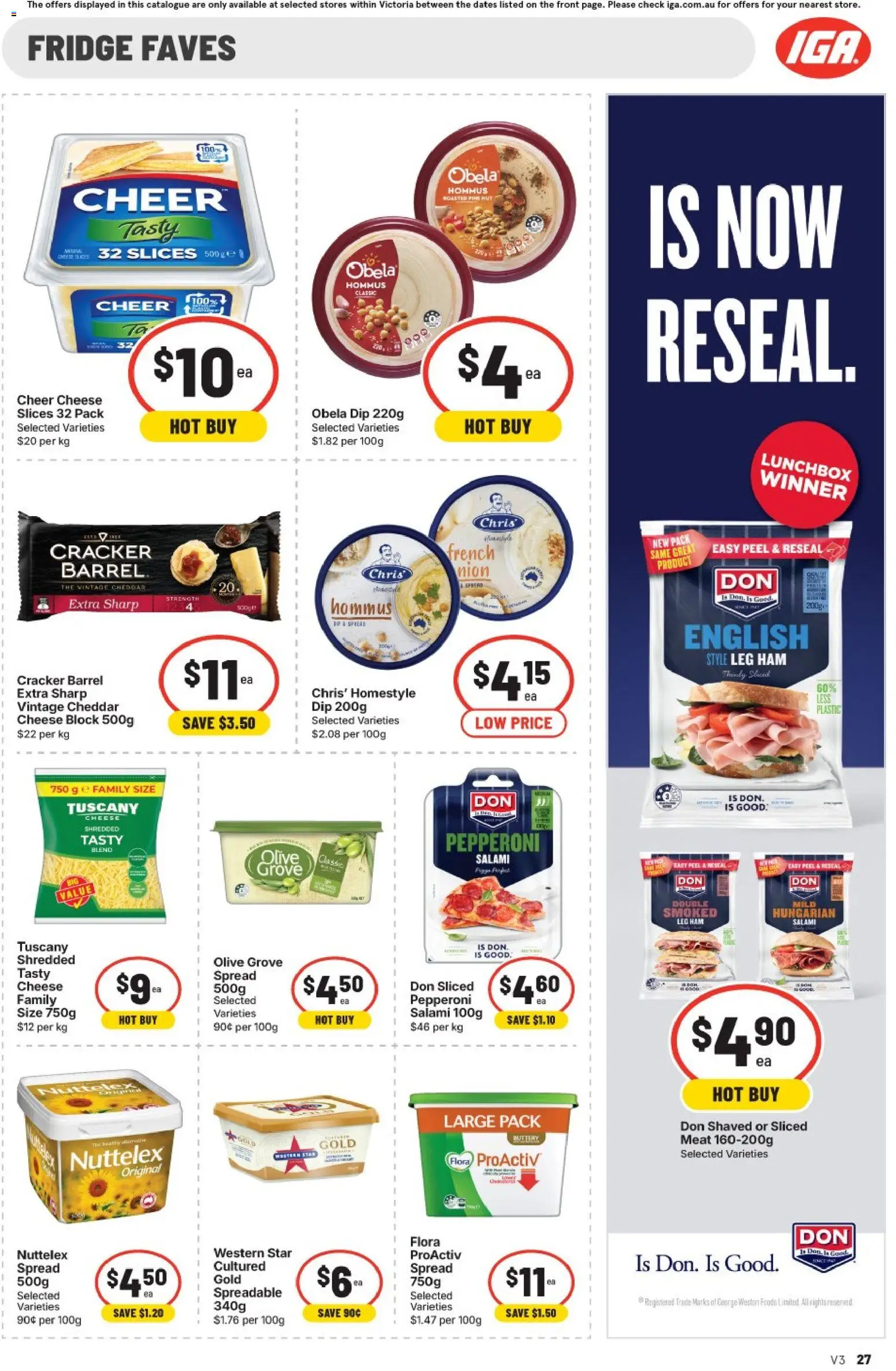 IGA catalogue - valid from 30/09/2026 | Page: 33 | Products: Salami, Ham, Cheddar, Fridge