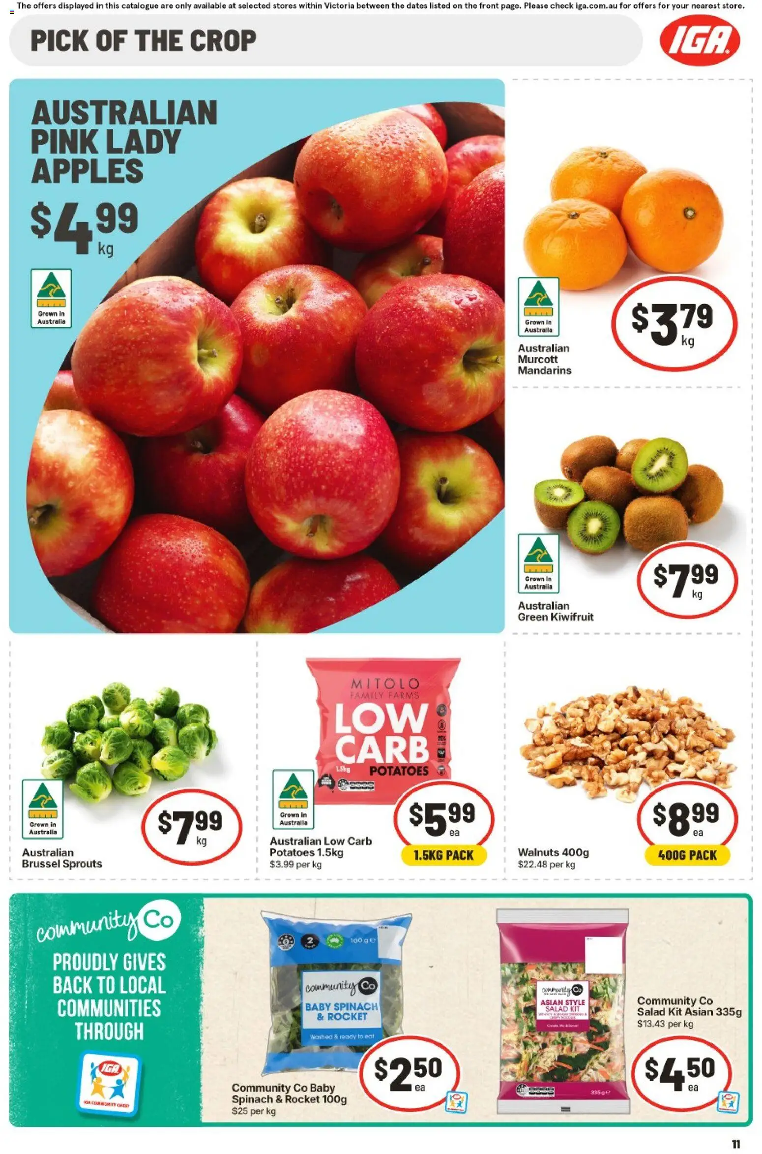 IGA catalogue - valid from 22/07/2026 | Page: 12 | Products: Apples, Mandarins, Salad, Spinach