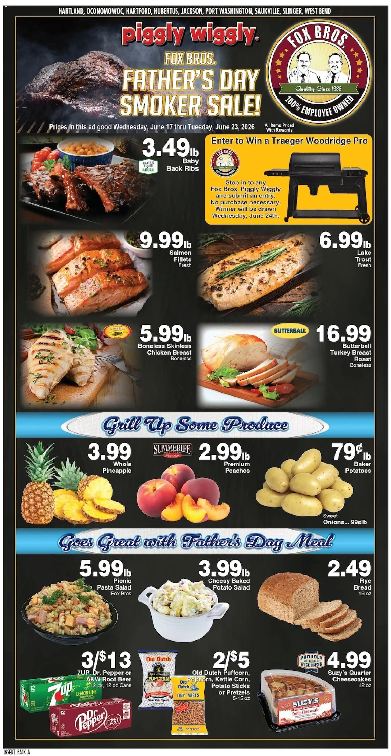 Piggly Wiggly Weekly Ad - valid from 17.06.2026 | Page: 3 | Products: Cheese, Beer, Pasta, Salad
