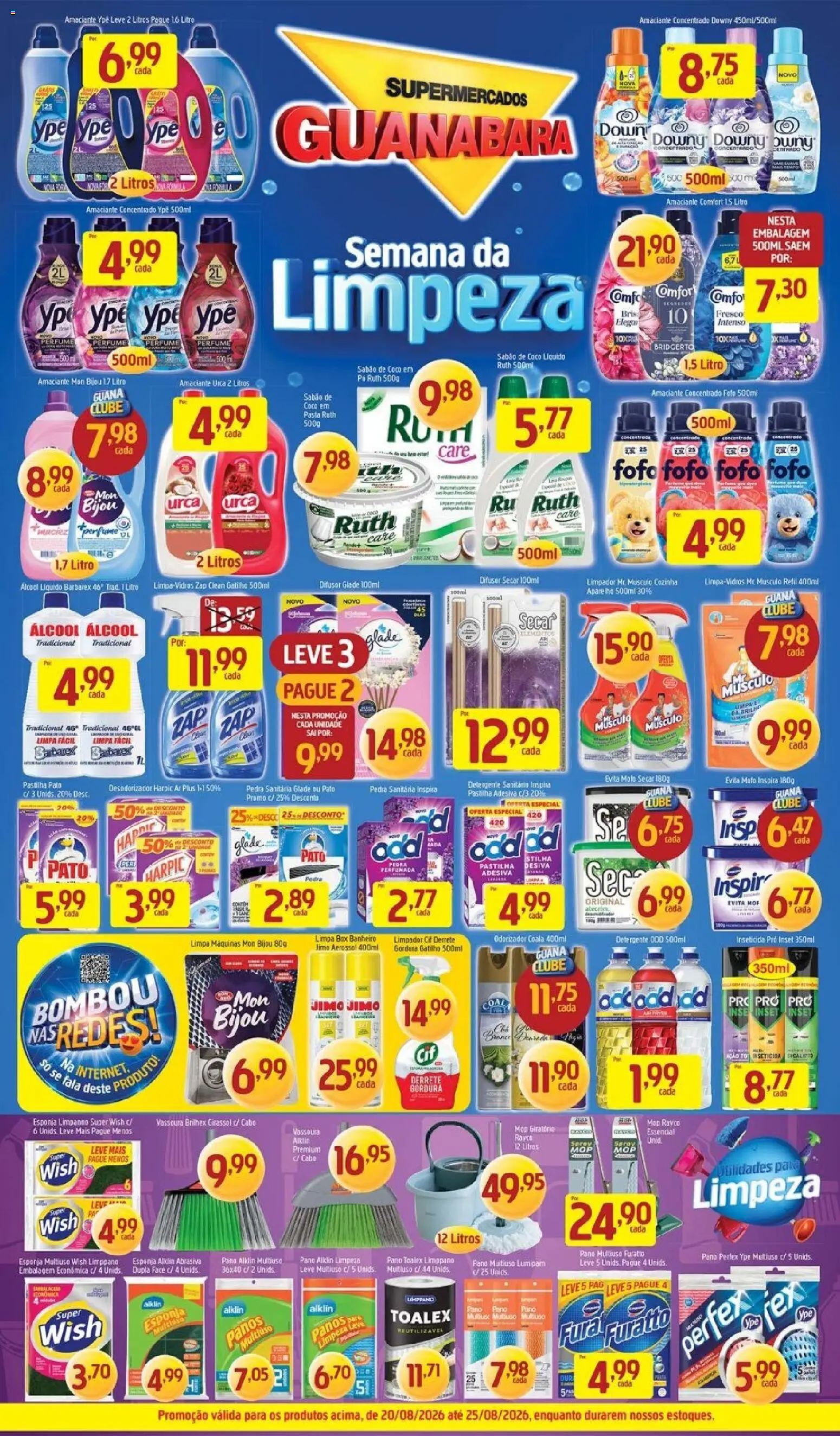 Supermercados Guanabara Folheto - válido de 20/08/2026 | Página: 8 | Produtos: Difusor, Detergente, Amaciante urca, Amaciante