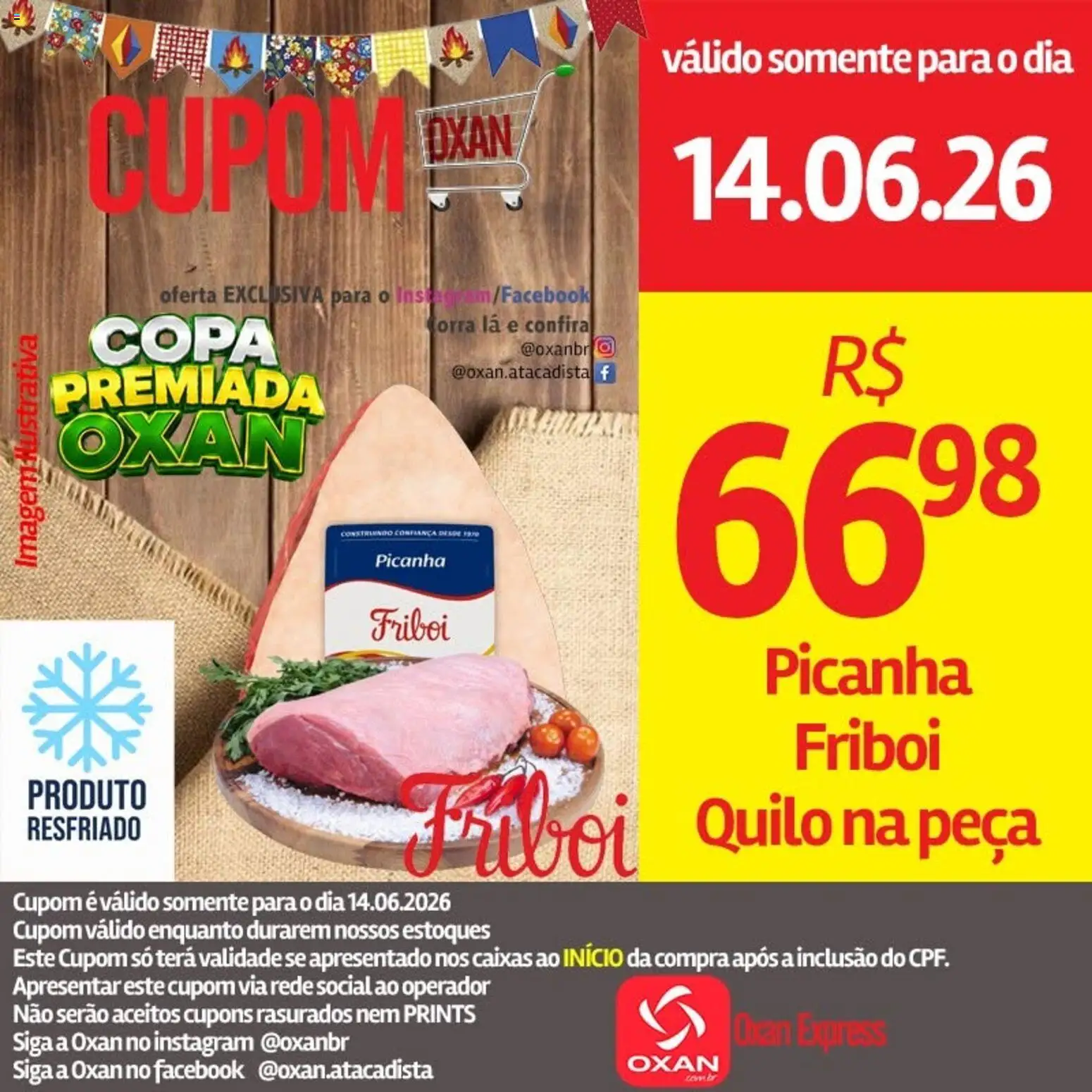 Oxan Atacadista Folheto - válido de 15.06.2026 | Página: 1 | Produtos: Picanha, Copa
