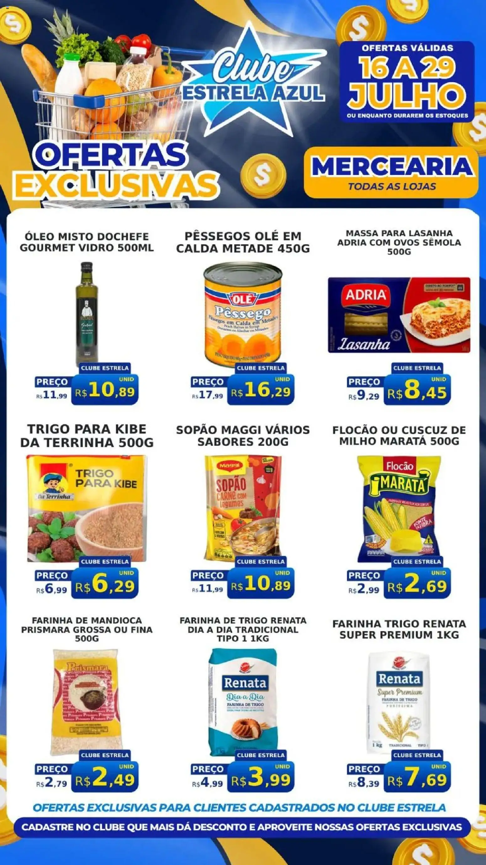 Estrela Azul Folheto - válido de 16/07/2026 | Página: 2 | Produtos: Pêssego, Mandioca, Massa, Lasanha