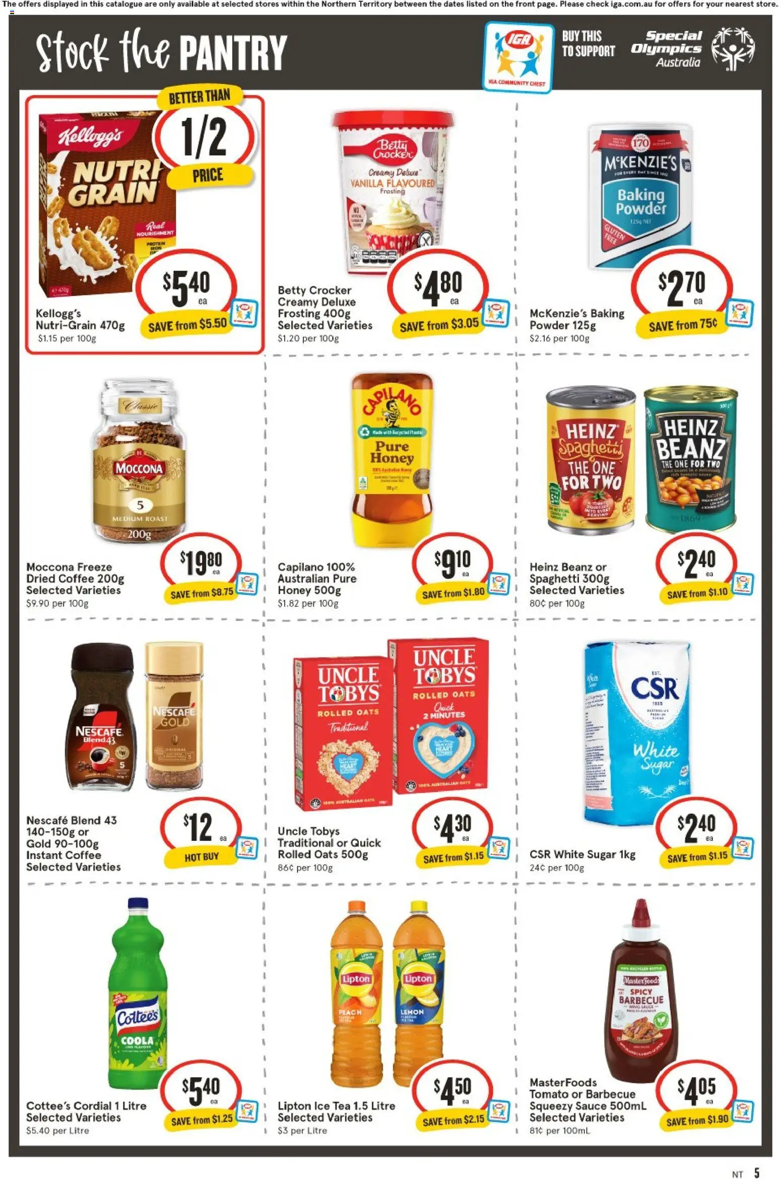 IGA catalogue - valid from 29.04.2026 | Page: 5 | Products: Coffee, Honey, Sugar, Moccona