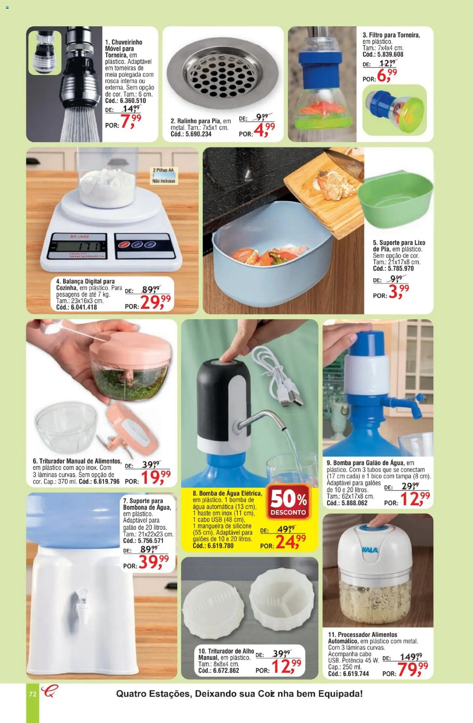 Quatro Estações Folheto - válido de 01/08/2026 | Página: 72 | Produtos: Mangueira, Processador, Alimentos, USB