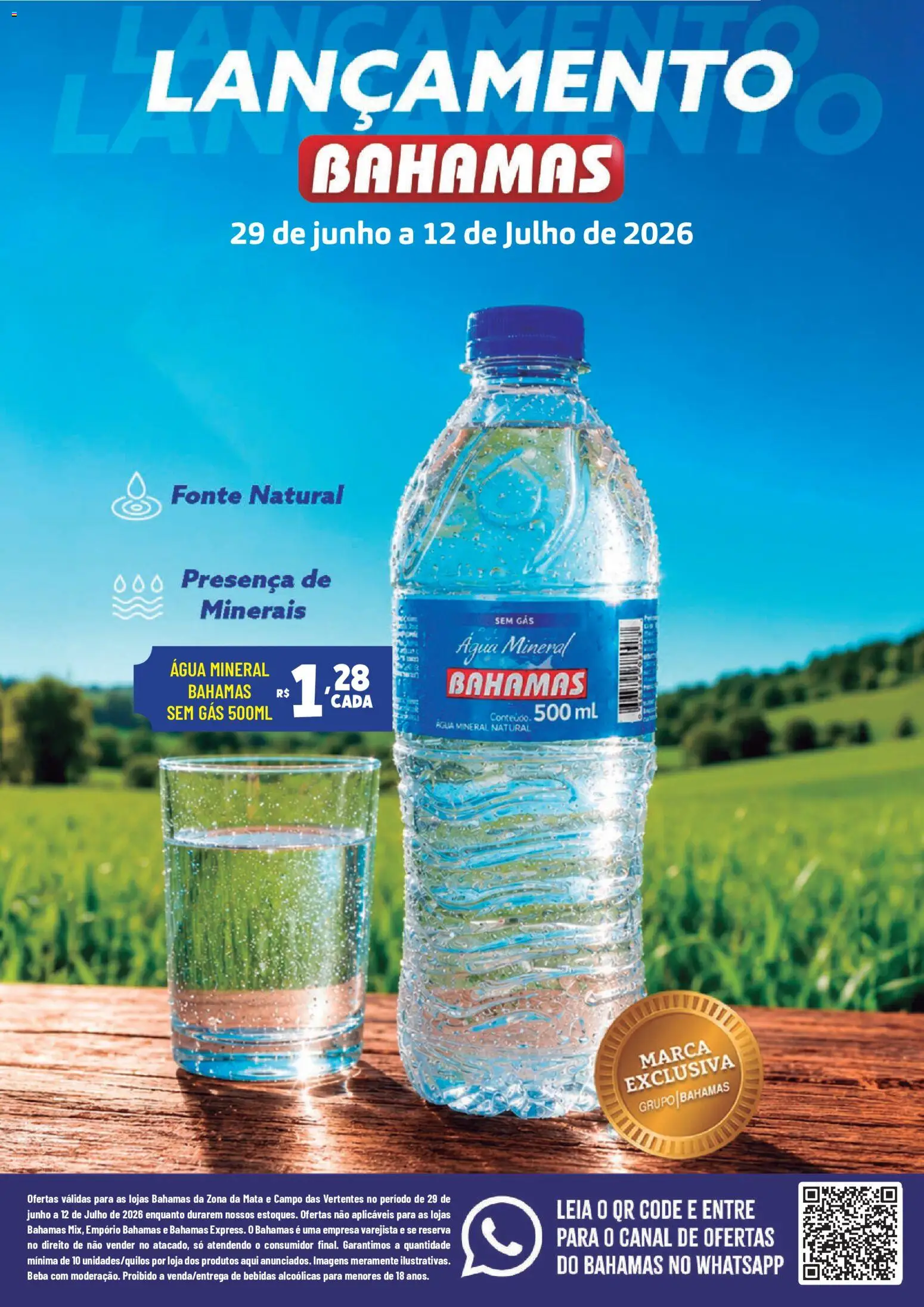 Bahamas Supermercados Folheto - válido de 29/06/2026 | Página: 1 | Produtos: Água mineral