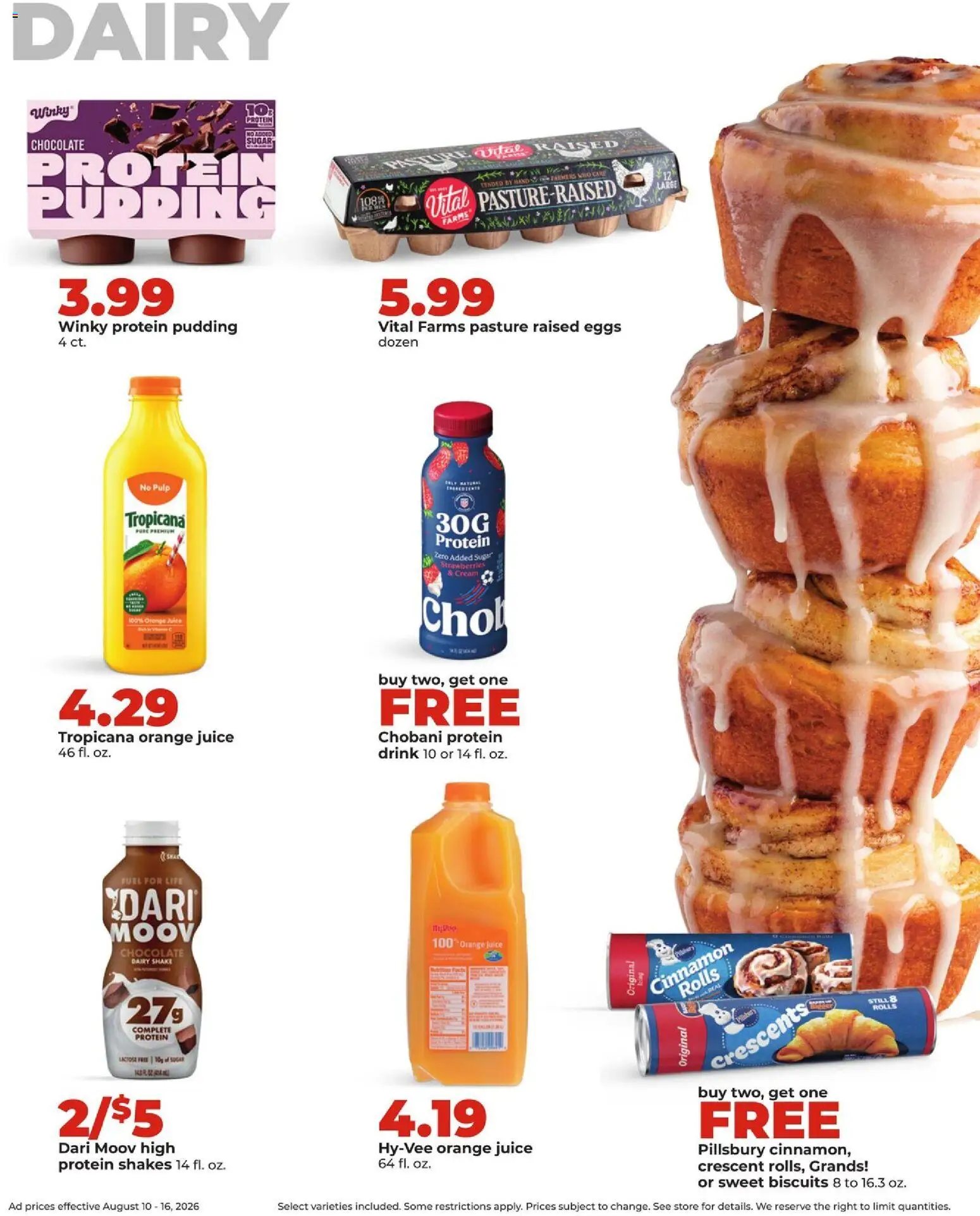 HyVee Weekly Ad - valid from 08/10/2026 | Page: 25 | Products: Orange juice, Strawberries, Protein pudding, Sugar